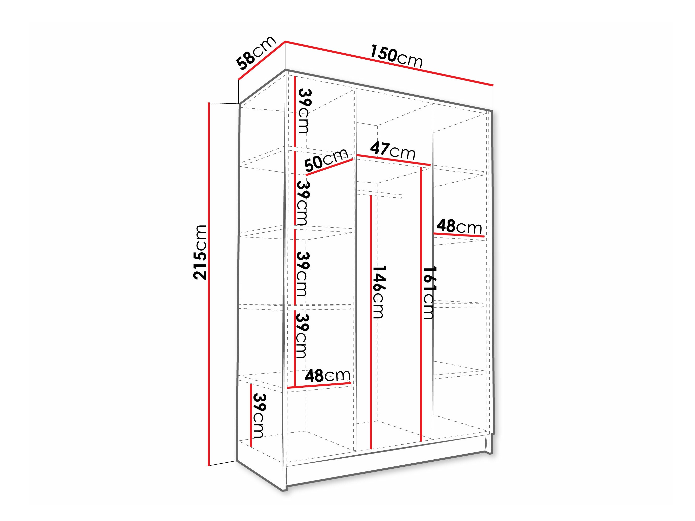 Wardrobe Closico Decoron III (White + Black)