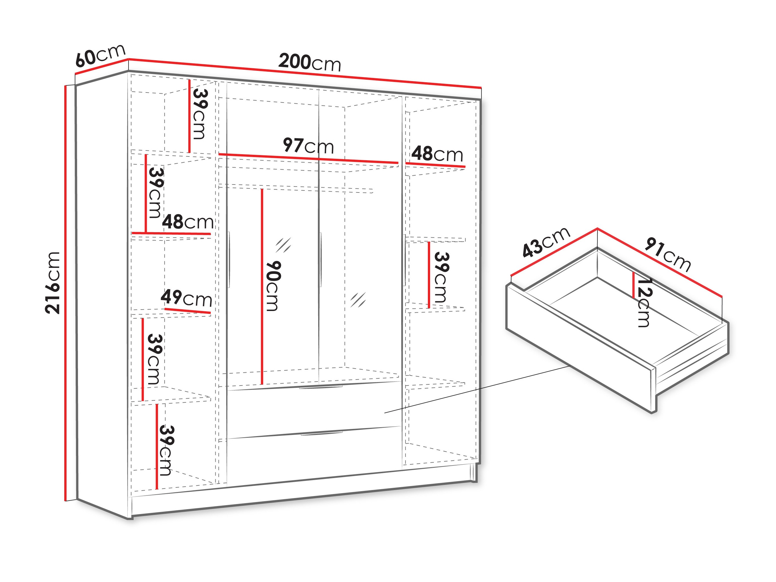 Wardrobe Closico 201 (White)