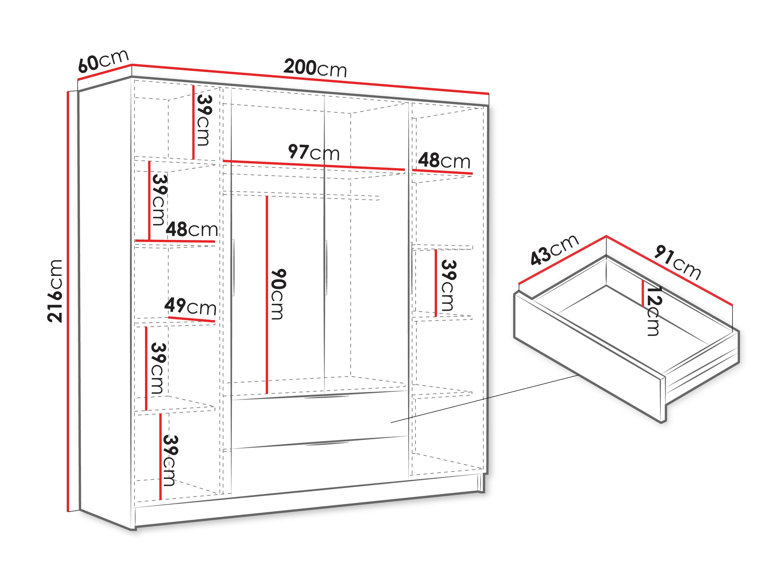 Wardrobe Closico Cadron I (Oak)