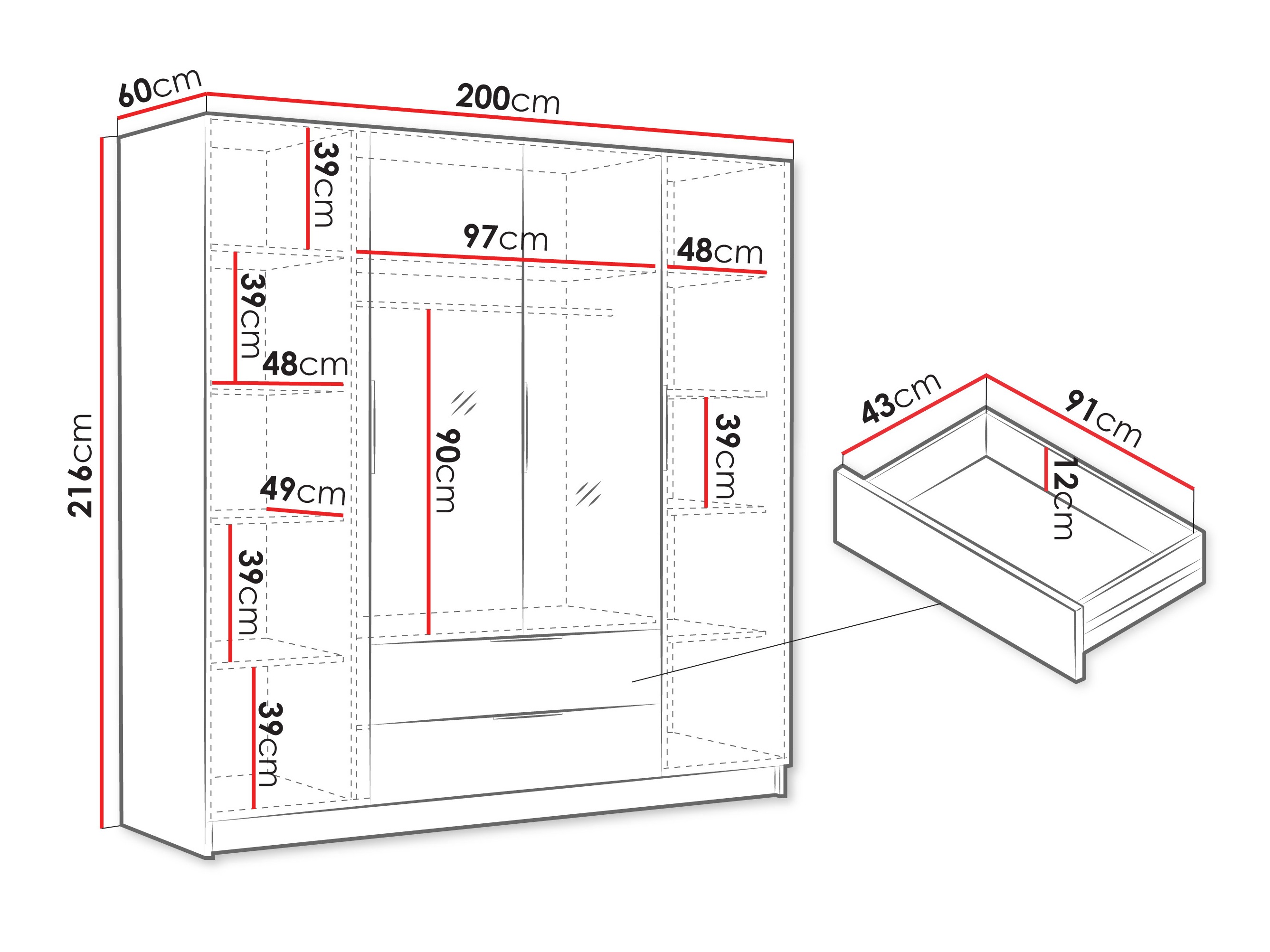 Wardrobe Closico Cadron II (Oak)