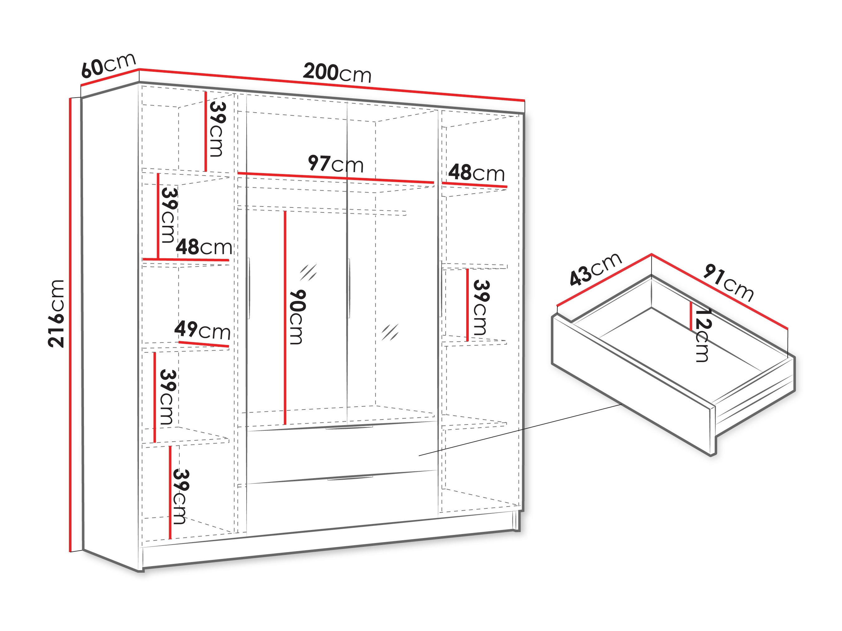 Wardrobe Closico Cadron II (Oak)