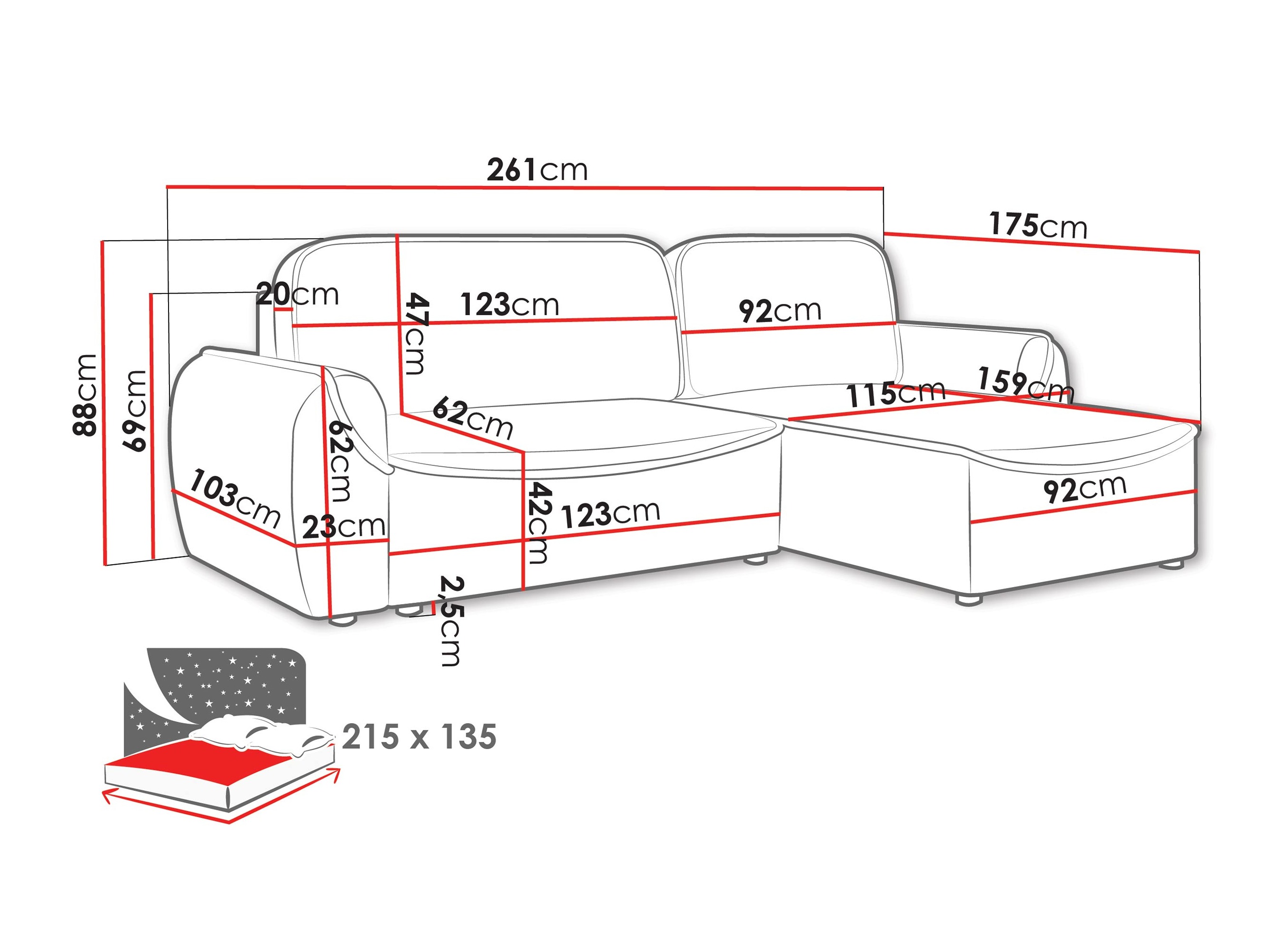 Corner sofa Luces (Cruz 80)