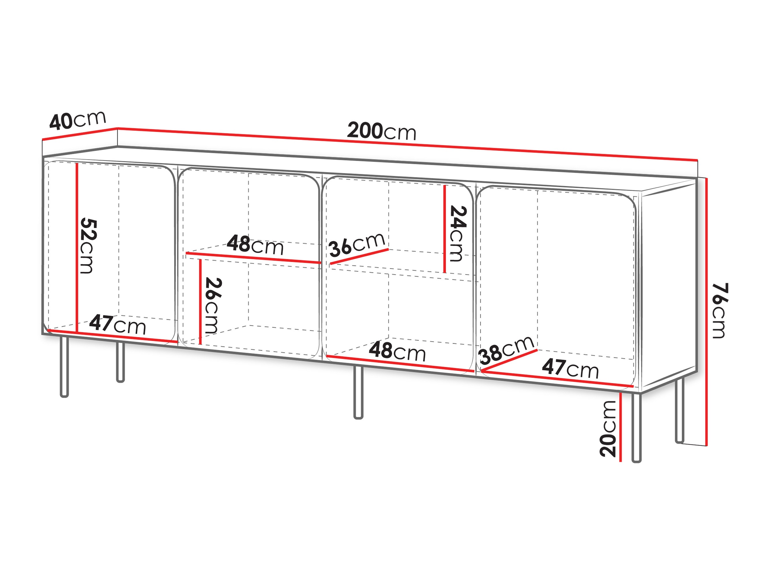 Sideboard Fentore 100 (Red)