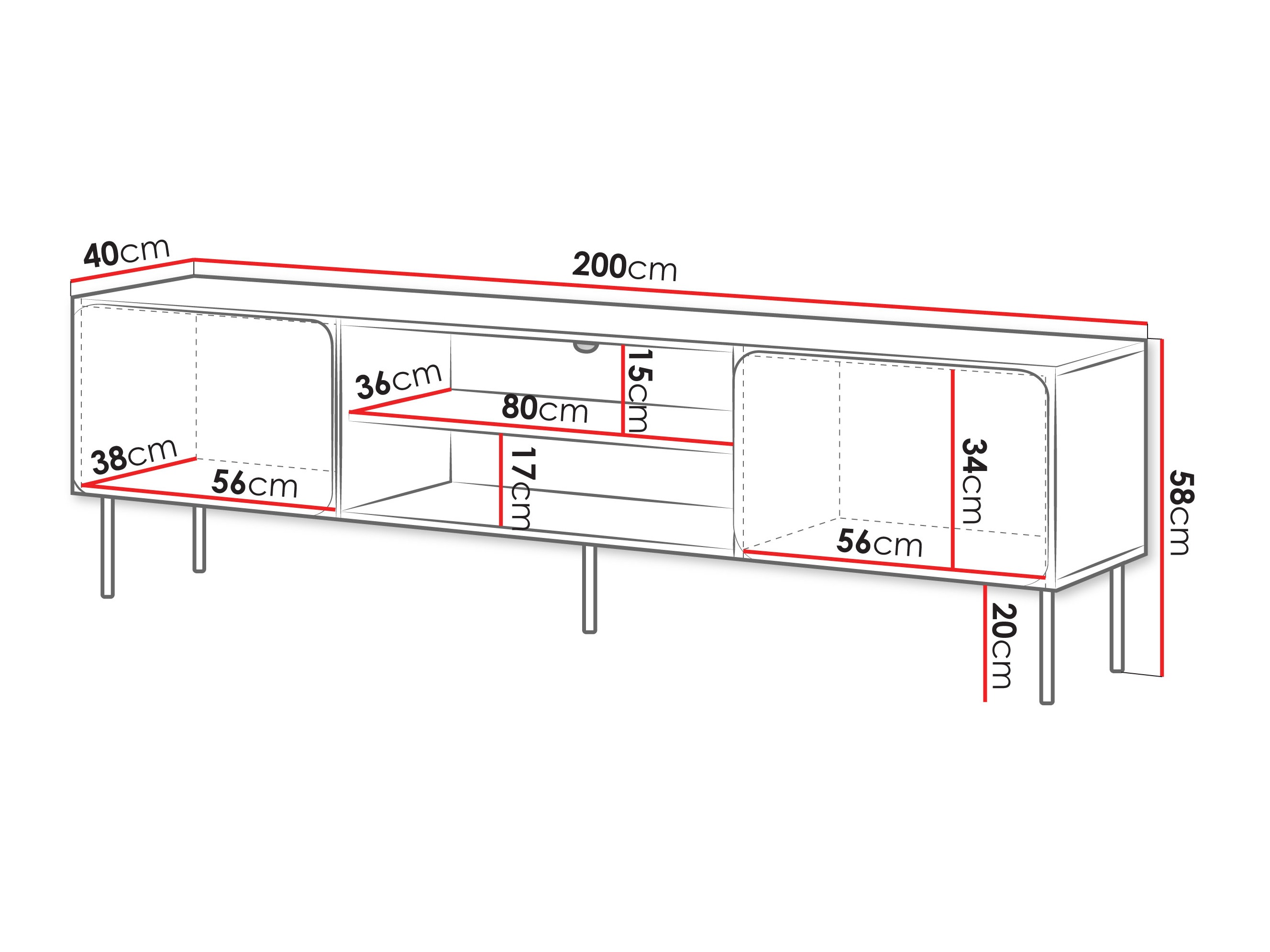 TV stand Fentore 102 (Red)