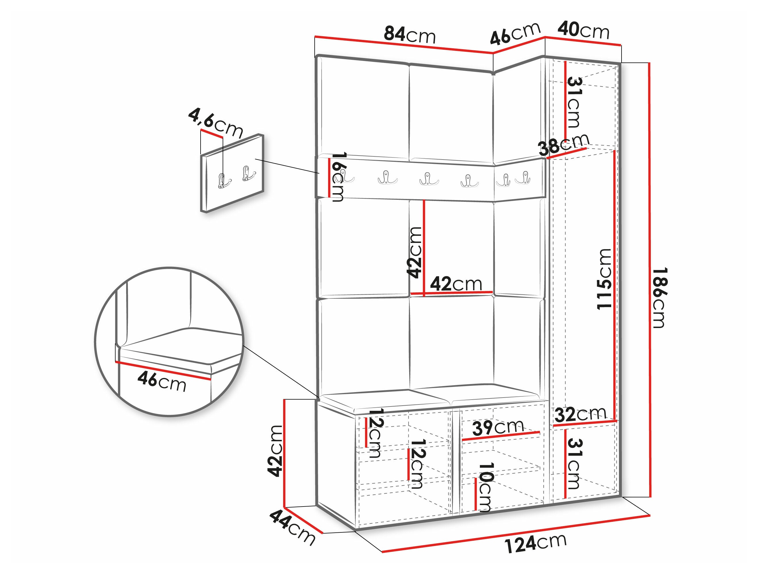 Hallway set Hartford 277 (Eco-leather Soft 017)