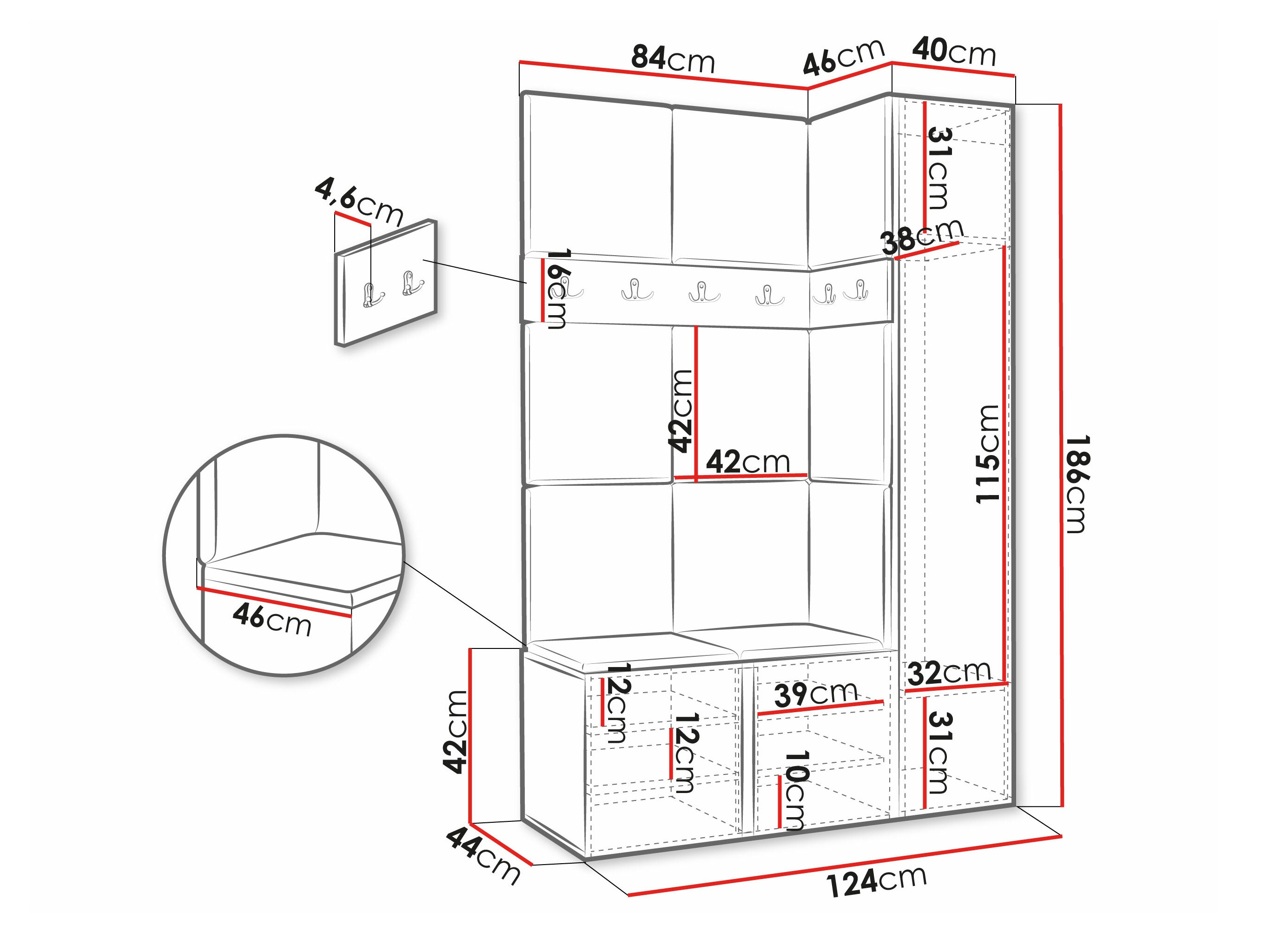 Hallway set Hartford 277 (Graphite)