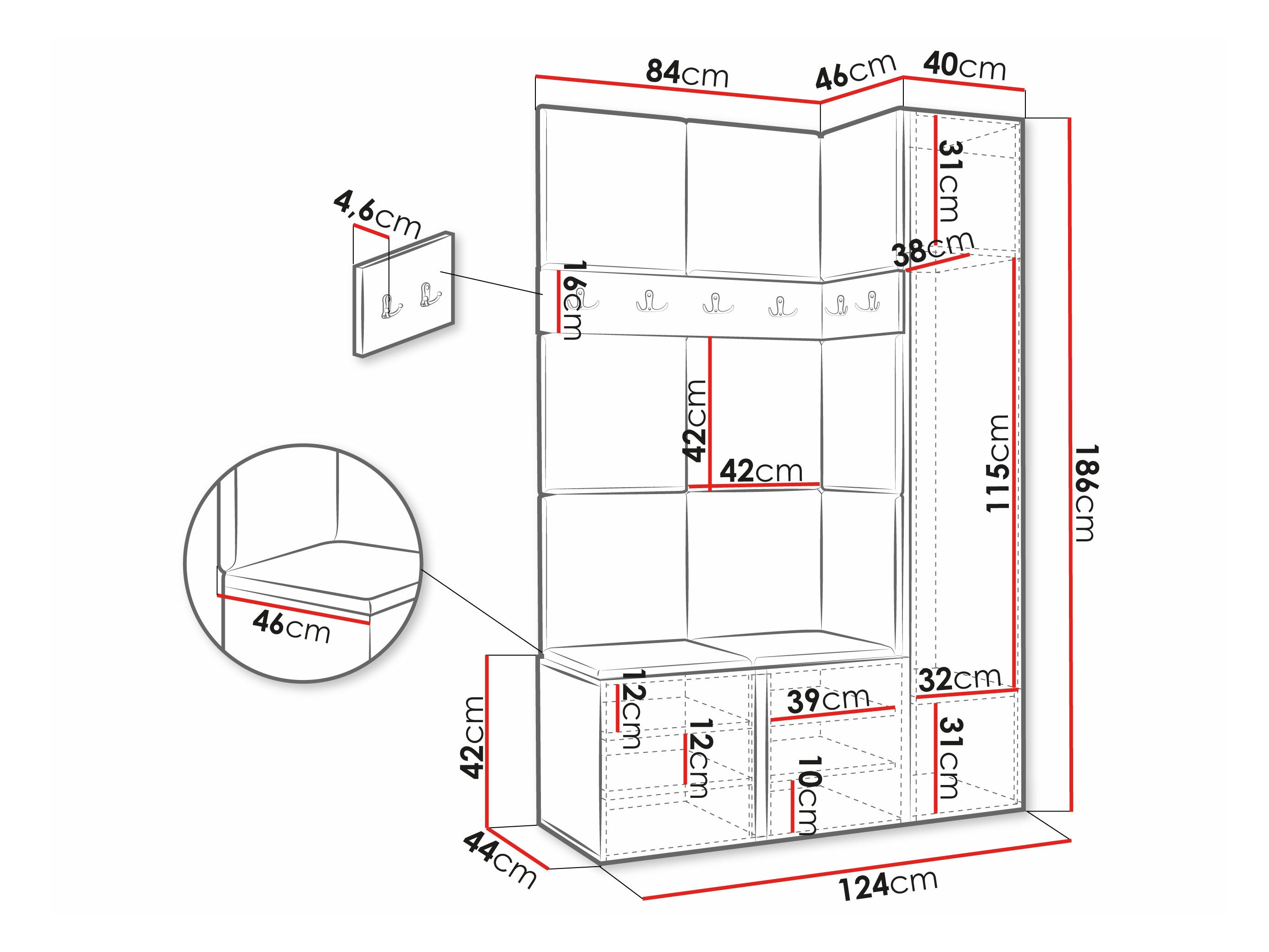 Hallway set Hartford 277 (Graphite)