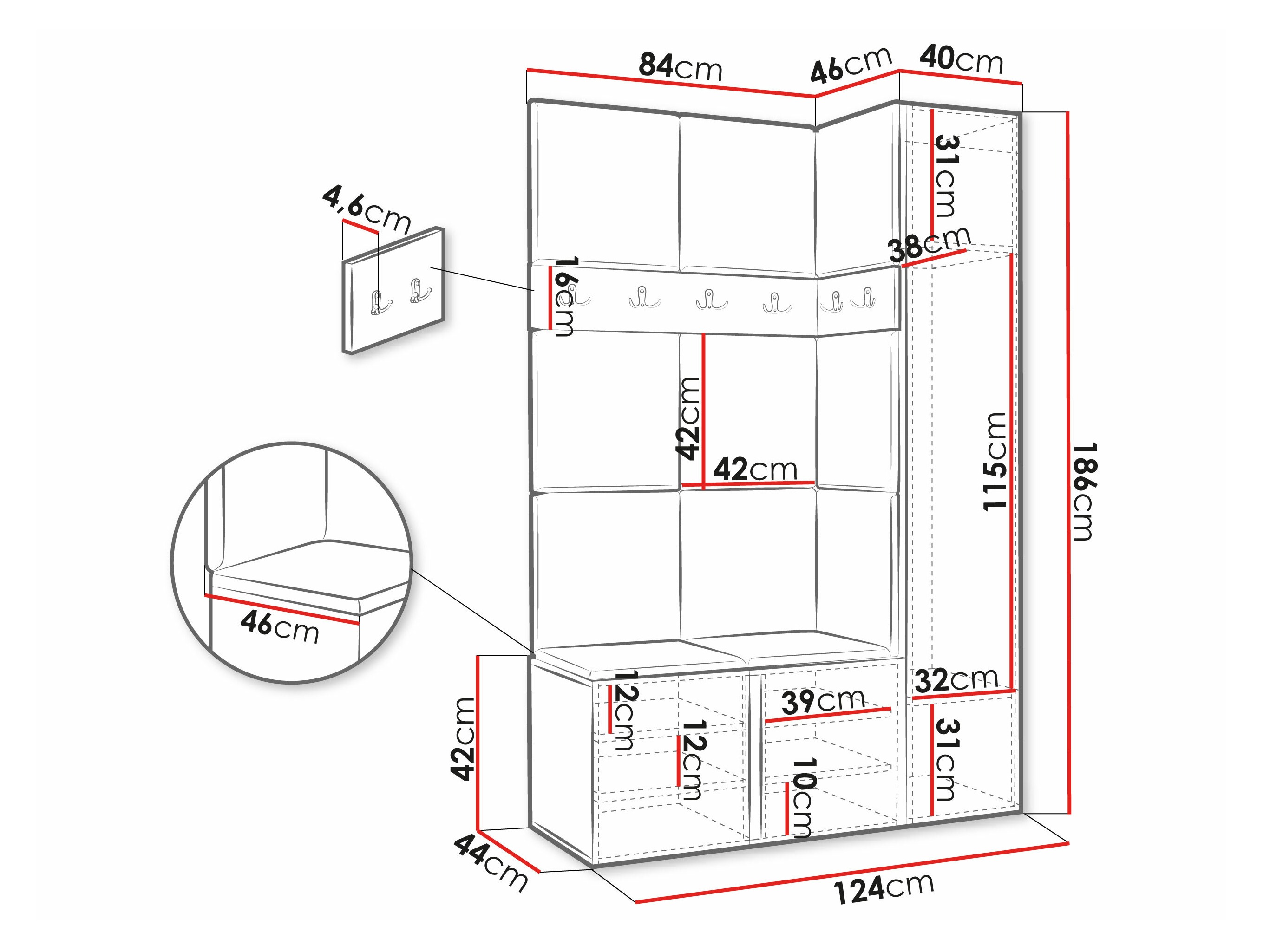 Hallway set Hartford 277 (Graphite)