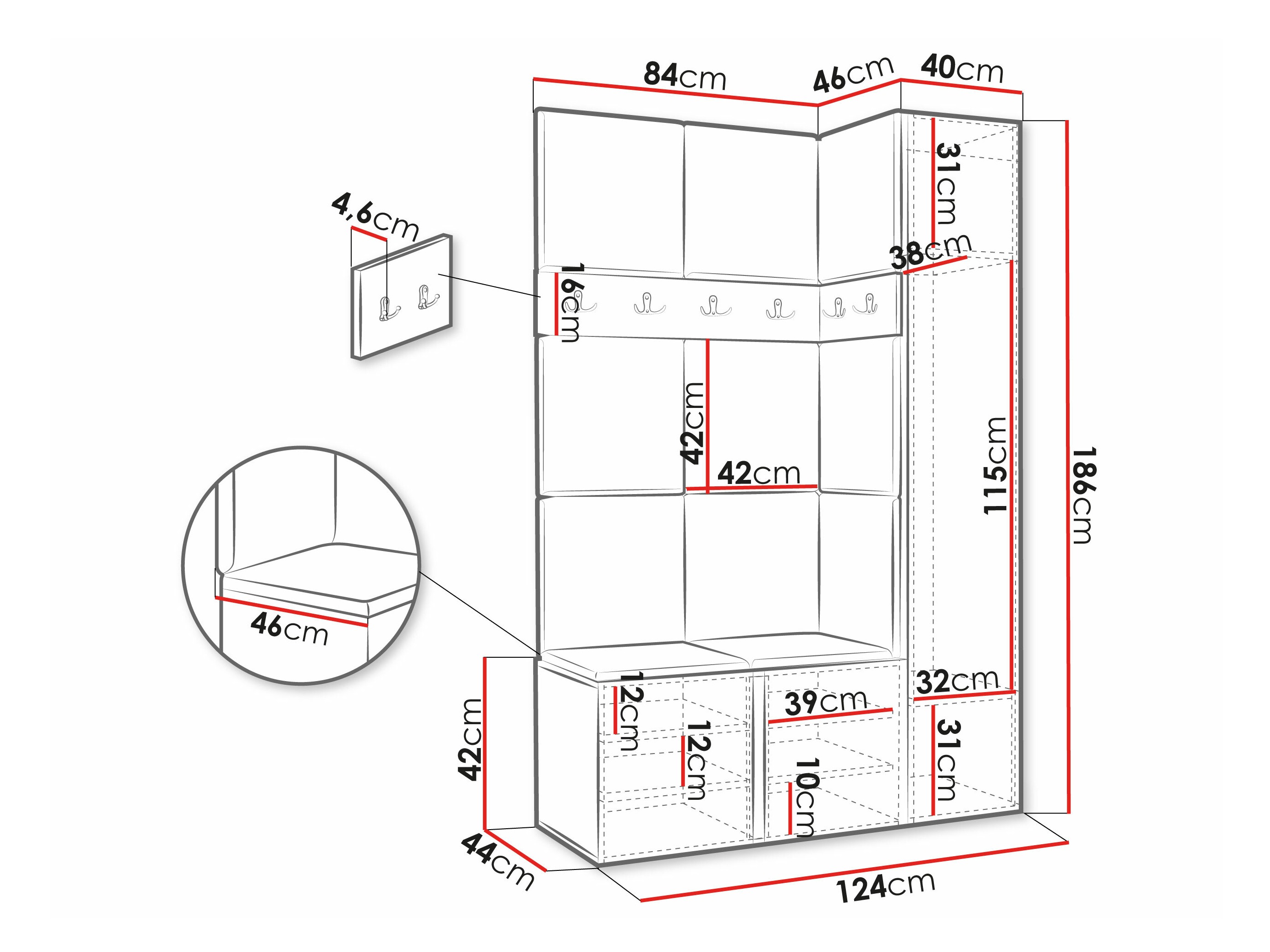 Hallway set Hartford 277 (Graphite)
