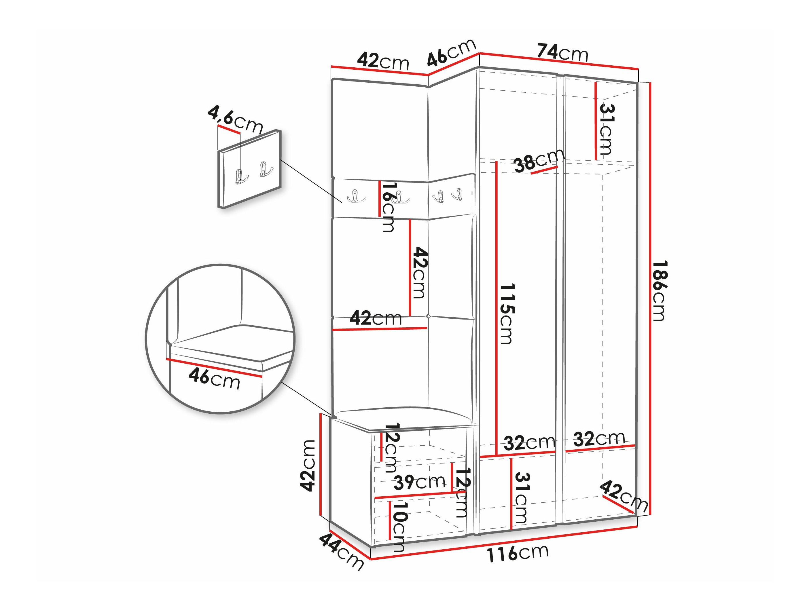 Hallway set Pinis XXVI (Artisan oak + Black)
