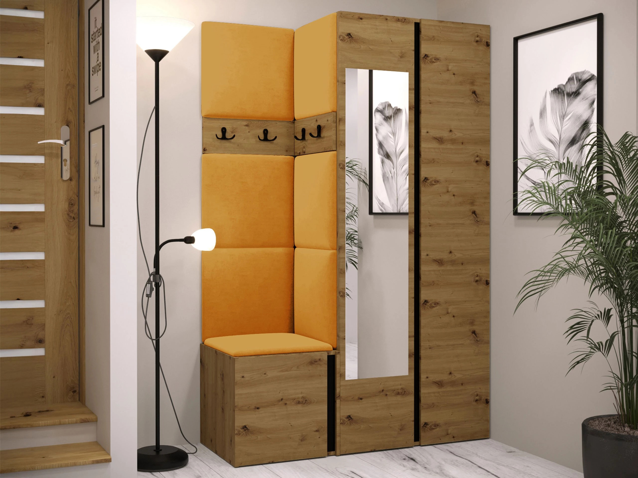 Hallway set Pinis XXVI (Artisan oak + Black)