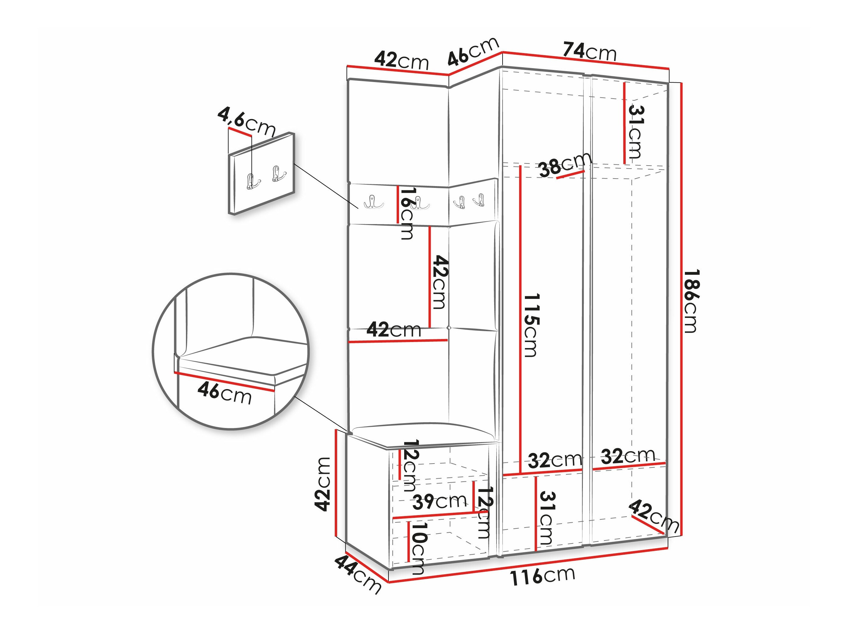 Hallway set Pinis XXVI (Artisan oak + Black)