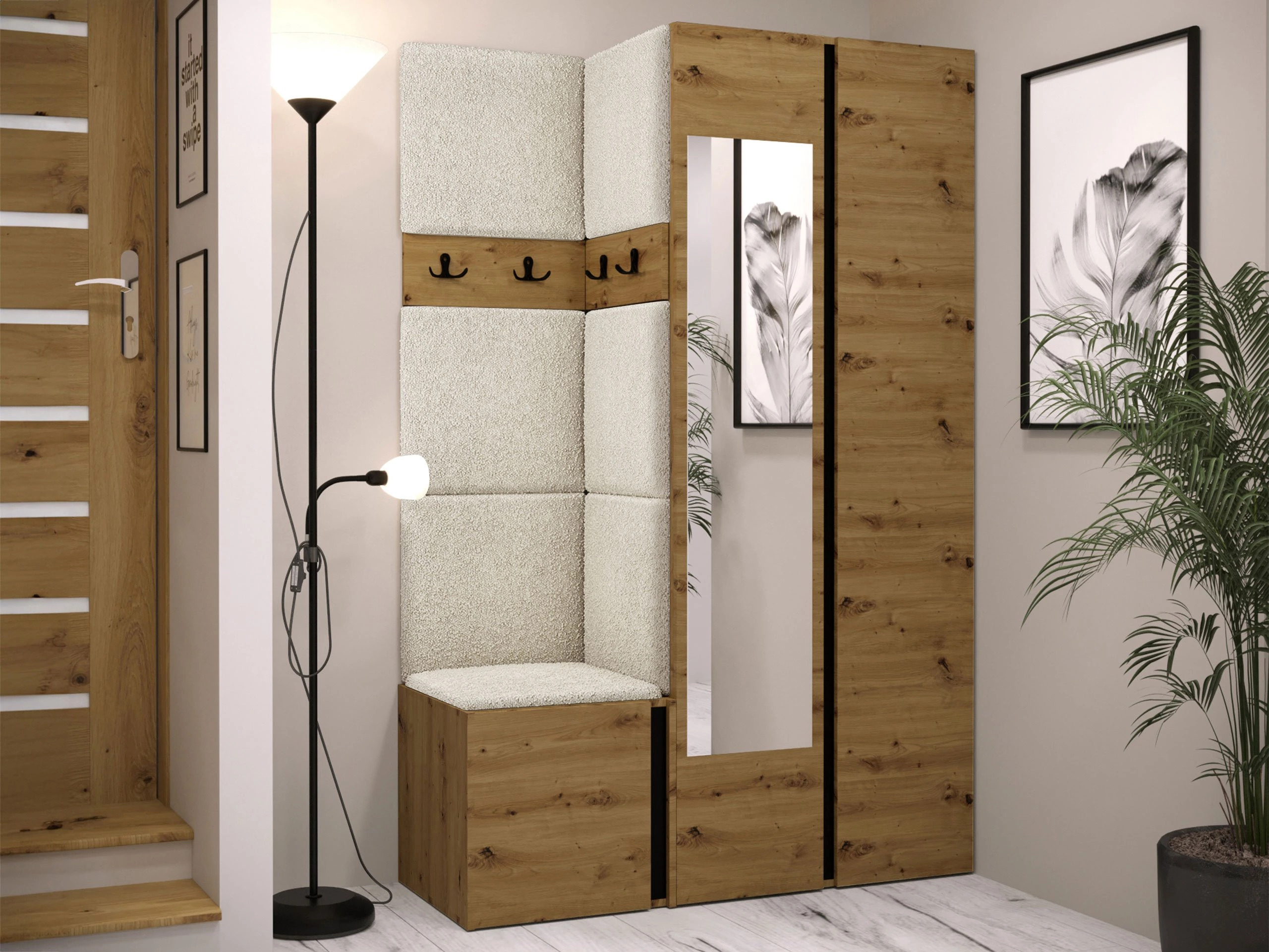 Hallway set Pinis XXVI (Artisan oak + Black)