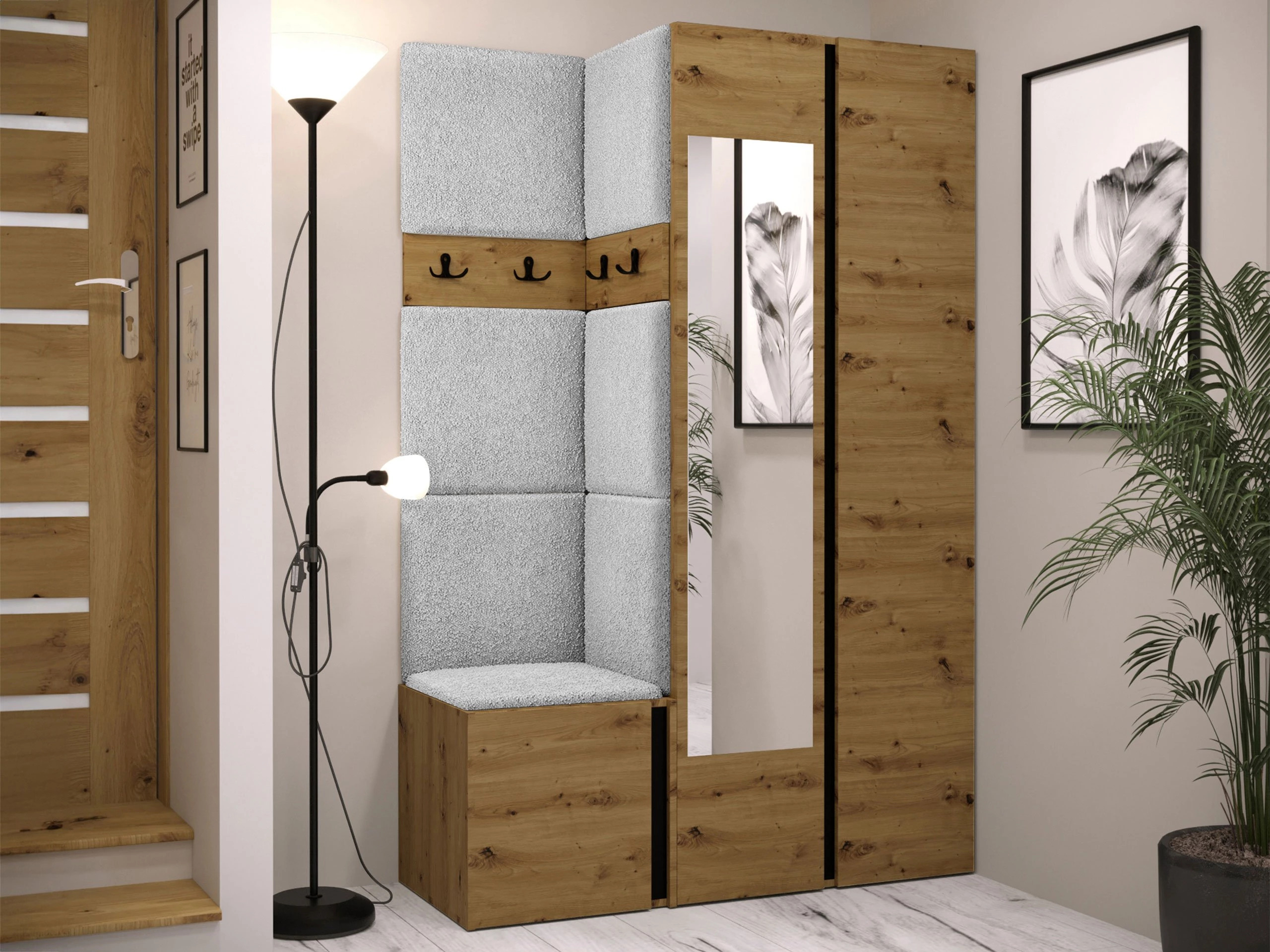 Hallway set Pinis XXVI (Artisan oak + Black)