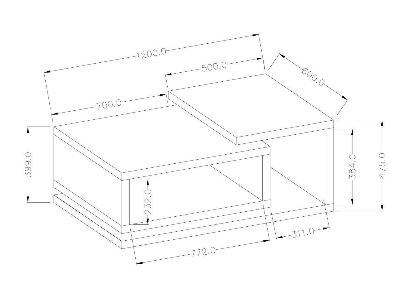 Coffee table Lutiva 104 (Anthracite + Ribbec oak)