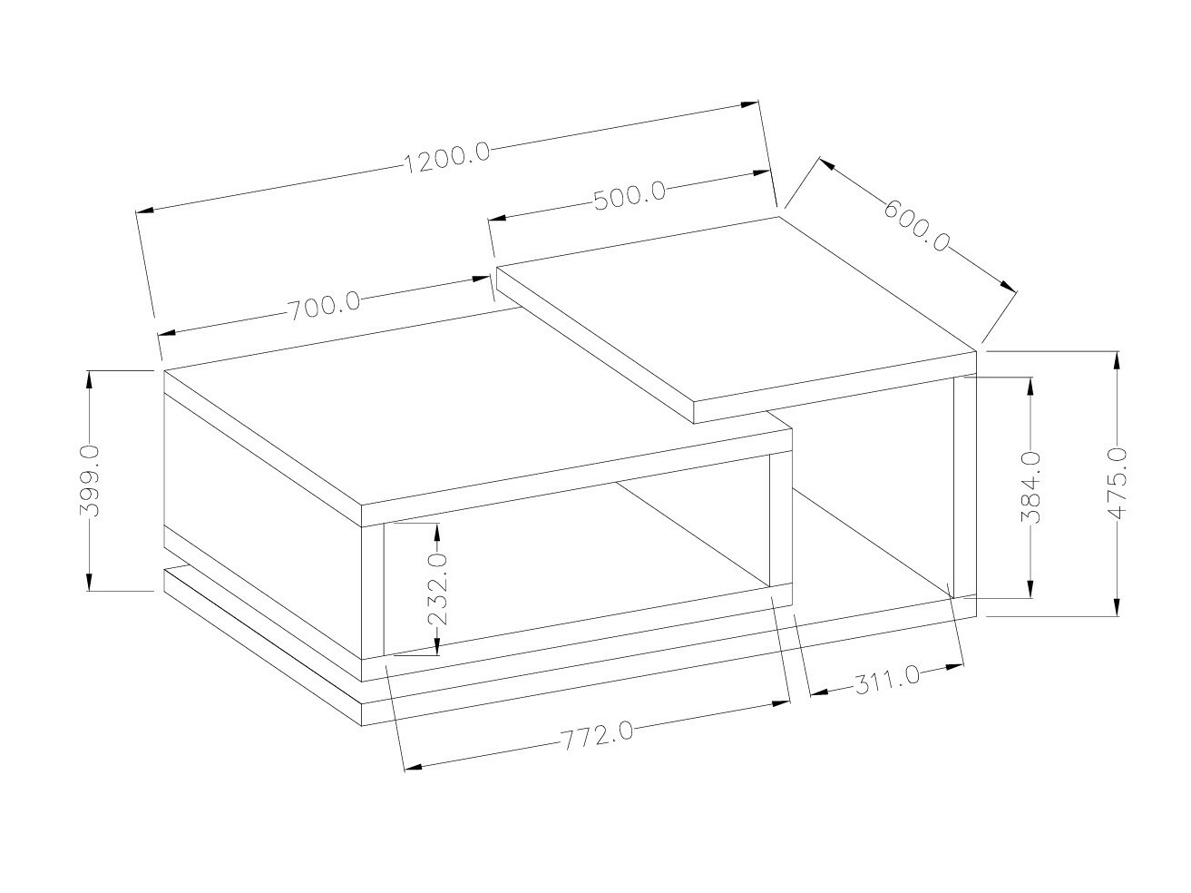 Coffee table Lutiva 104 (Matera grey + Dark spruce)