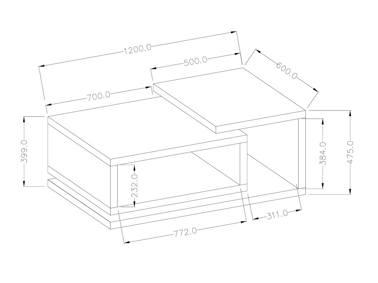 Coffee table Lutiva 104 (Matte black)