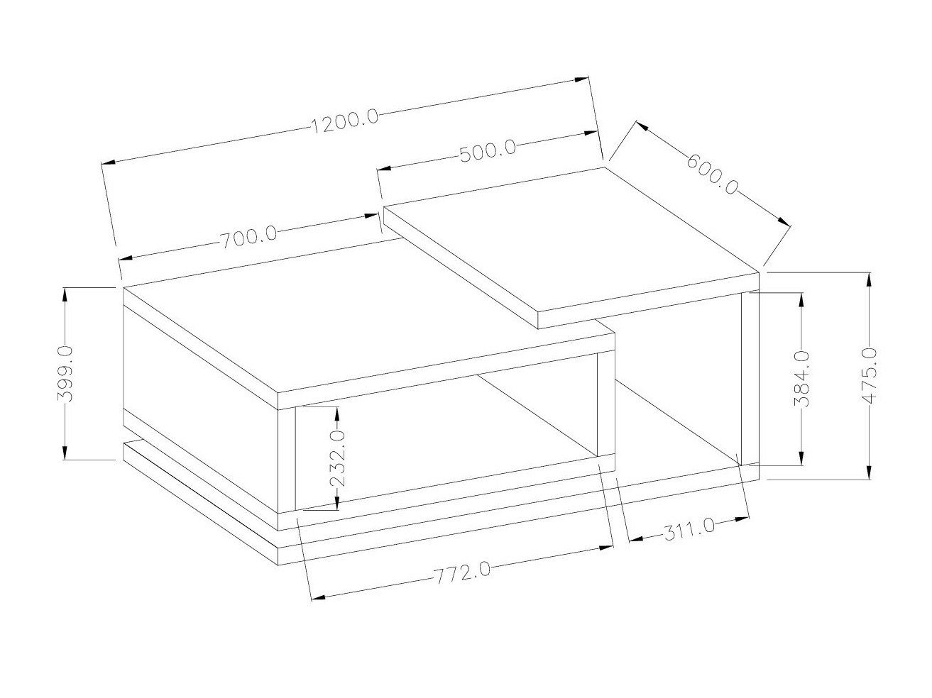 Coffee table Lutiva 104 (White + Concrete)