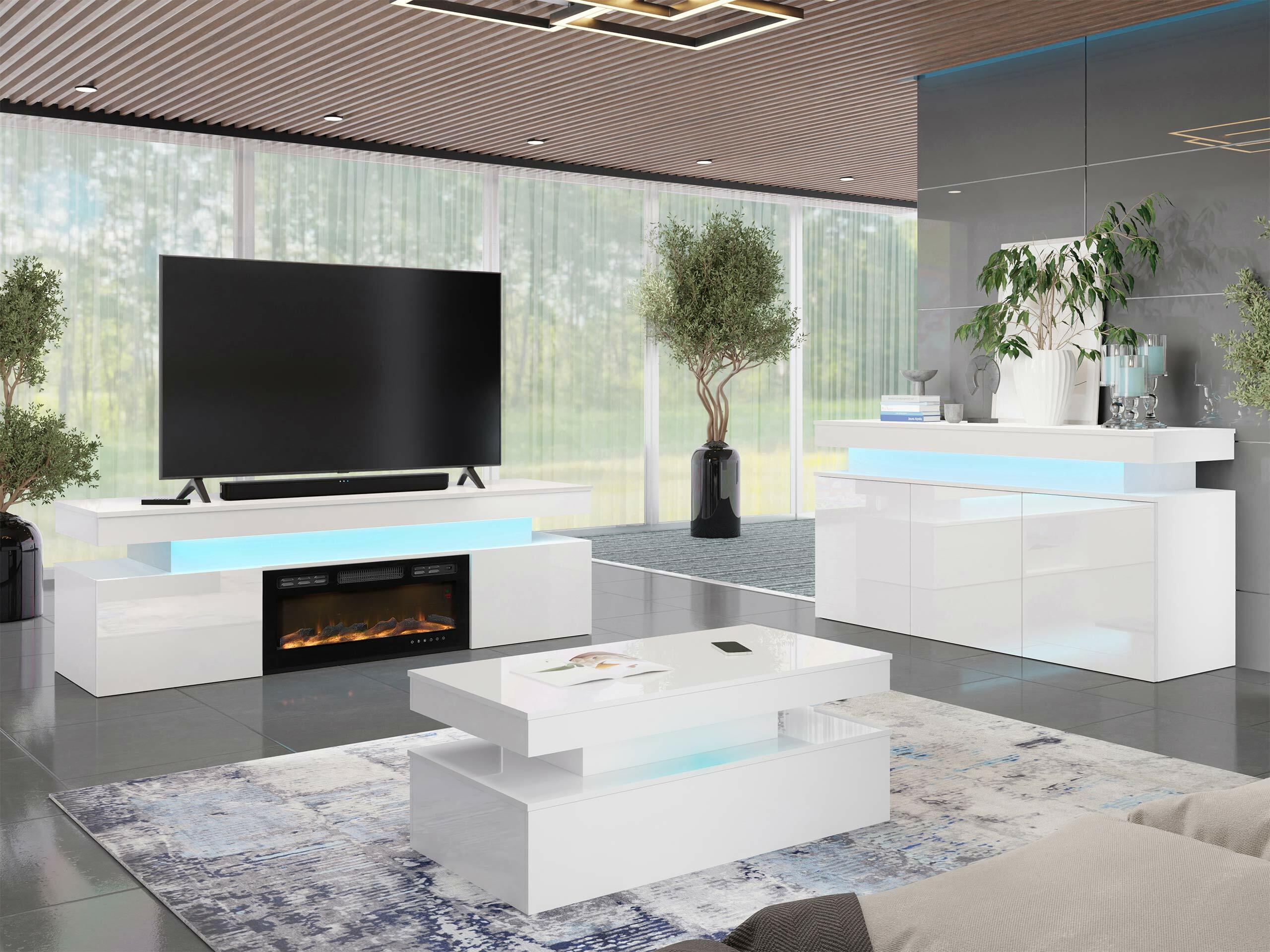 Coffee table Monfero (White + Glossy white)