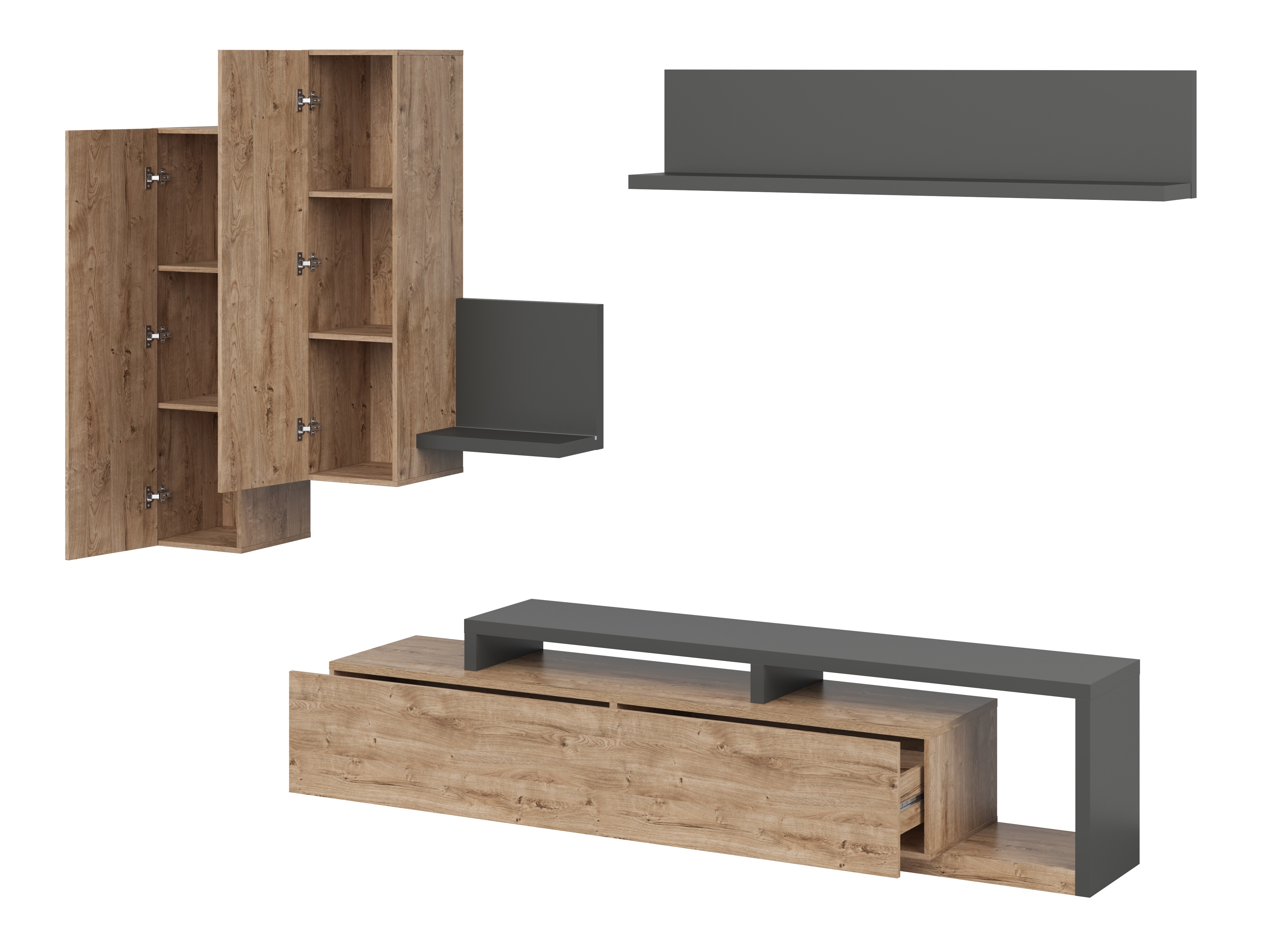 Living room set Lutiva 100 (Anthracite + Ribbec oak)