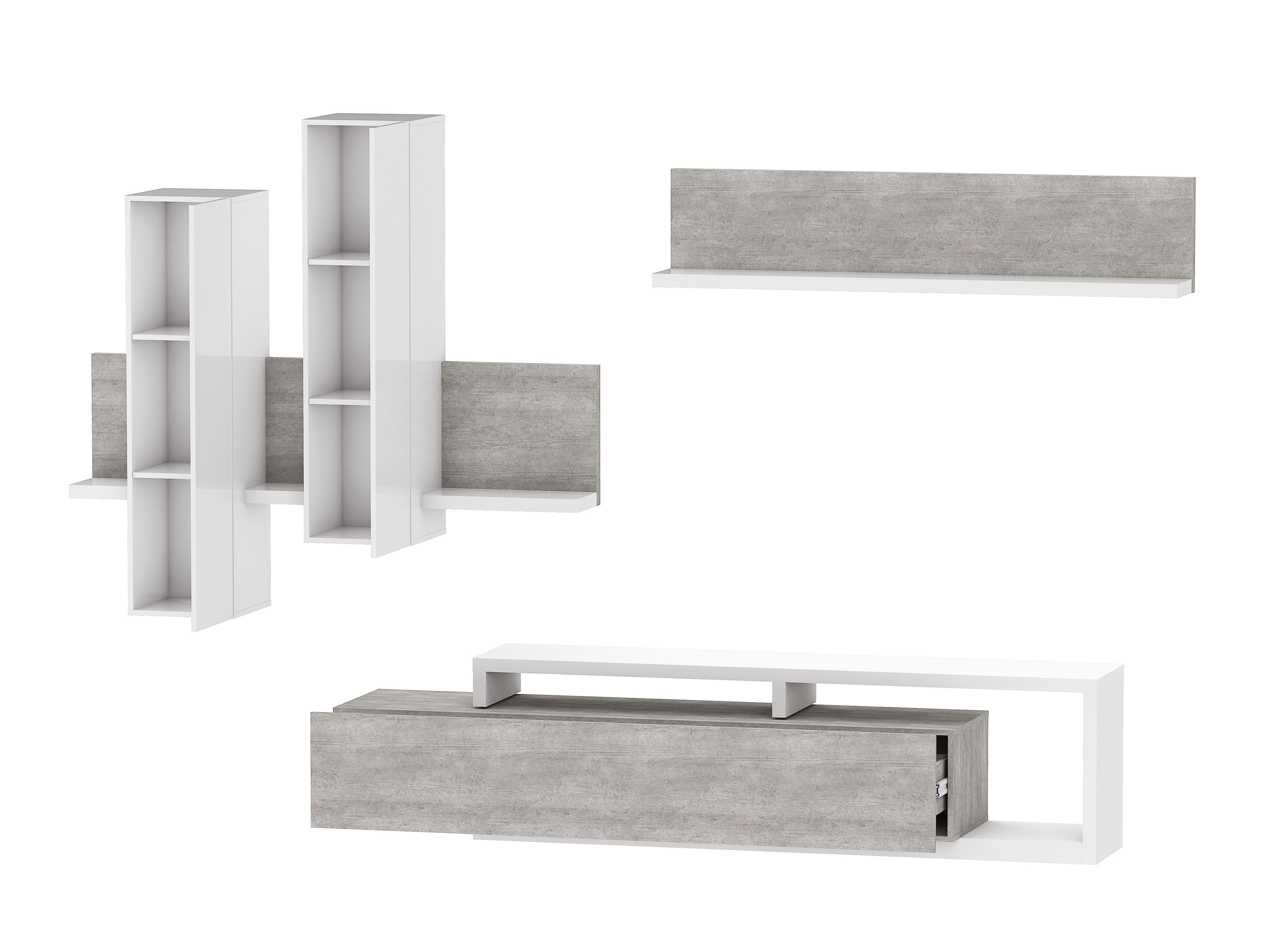 Living room set Lutiva 100 (White + Concrete)