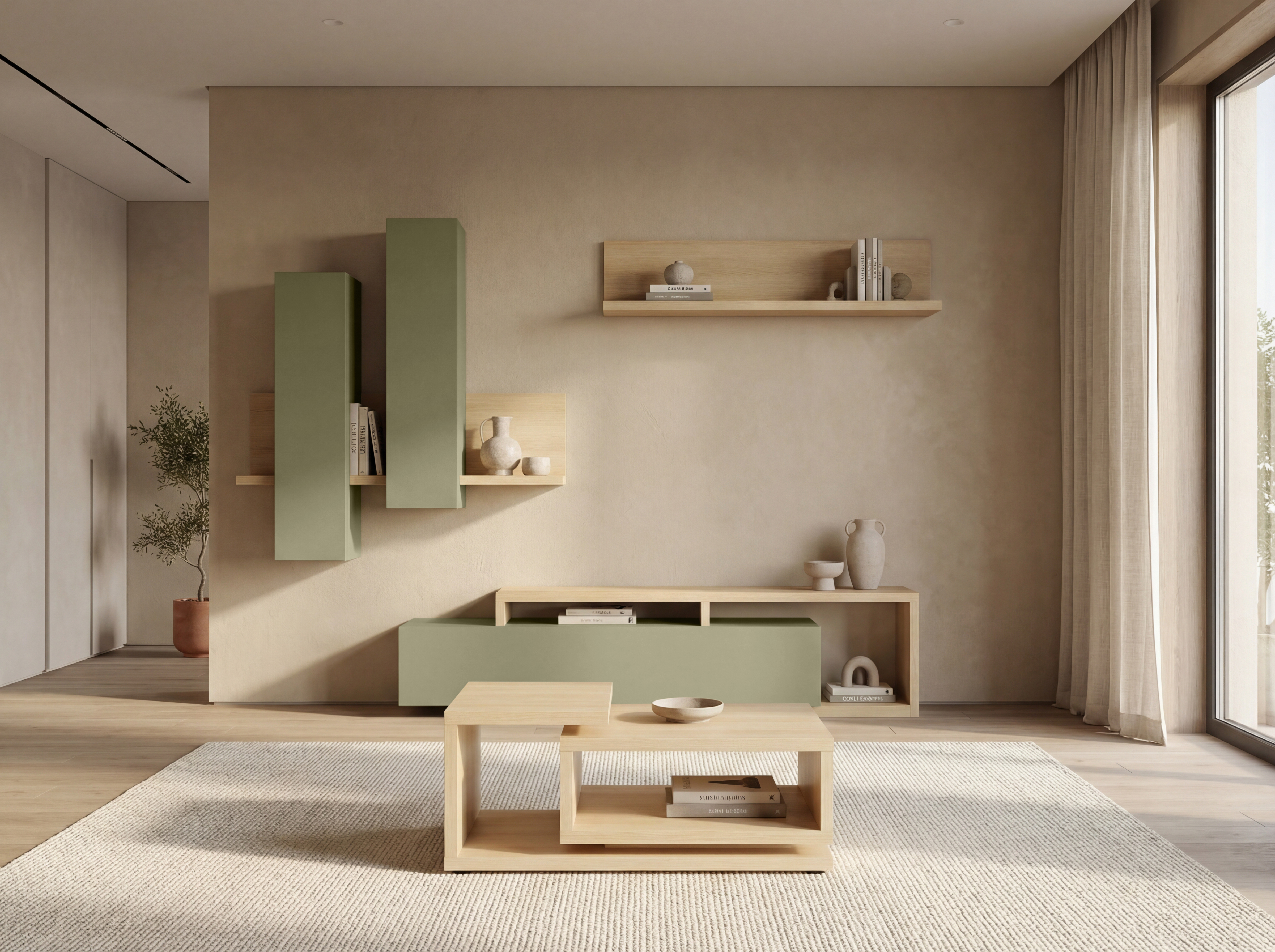 TV stand Lutiva 103 (Eucalyptus + Oak)