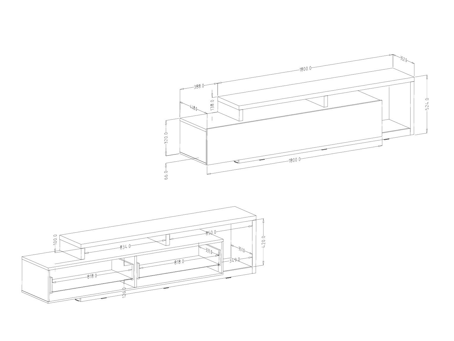 TV stand Lutiva 103 (White + Concrete)