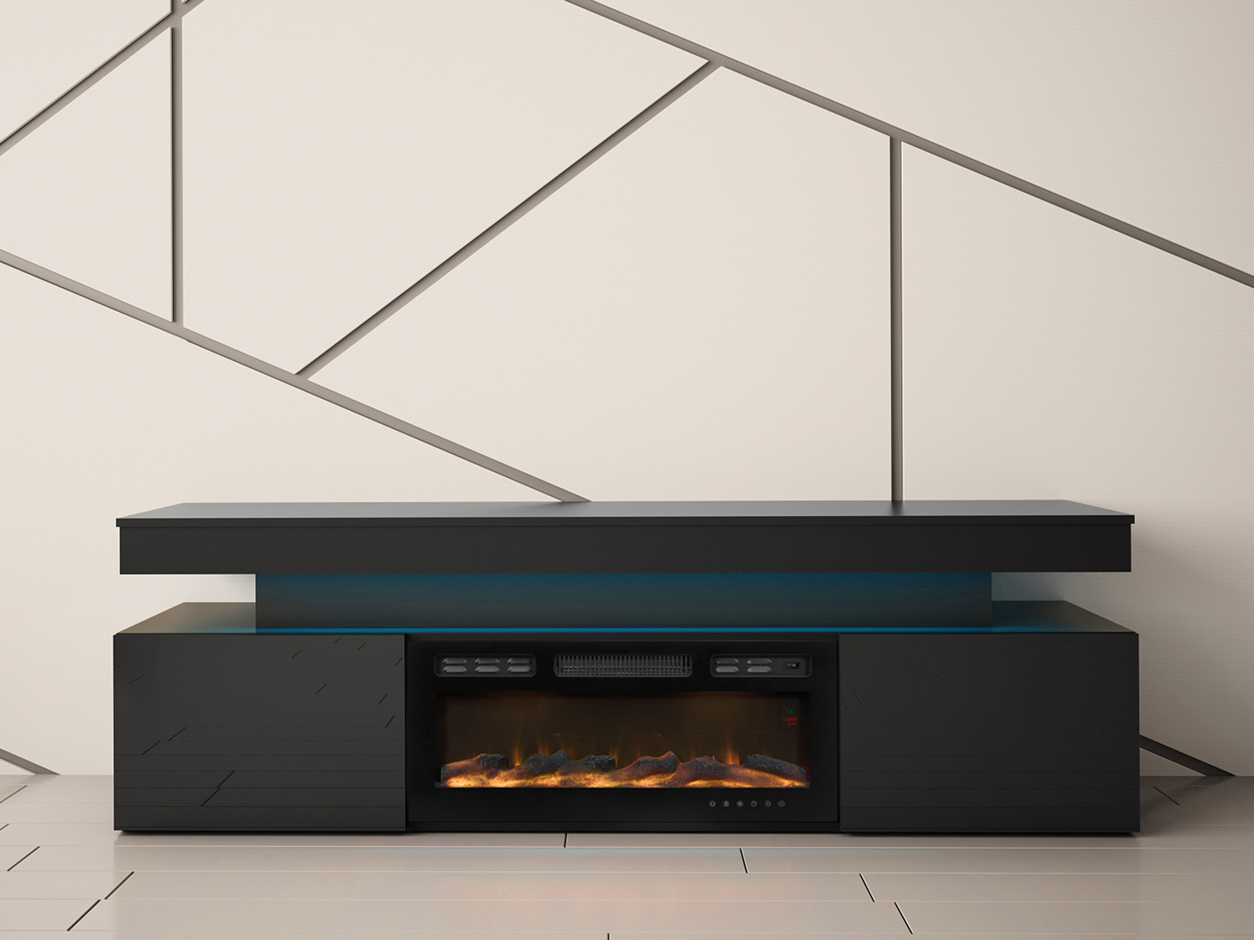 TV stand Monfero I (Black + Glossy black)