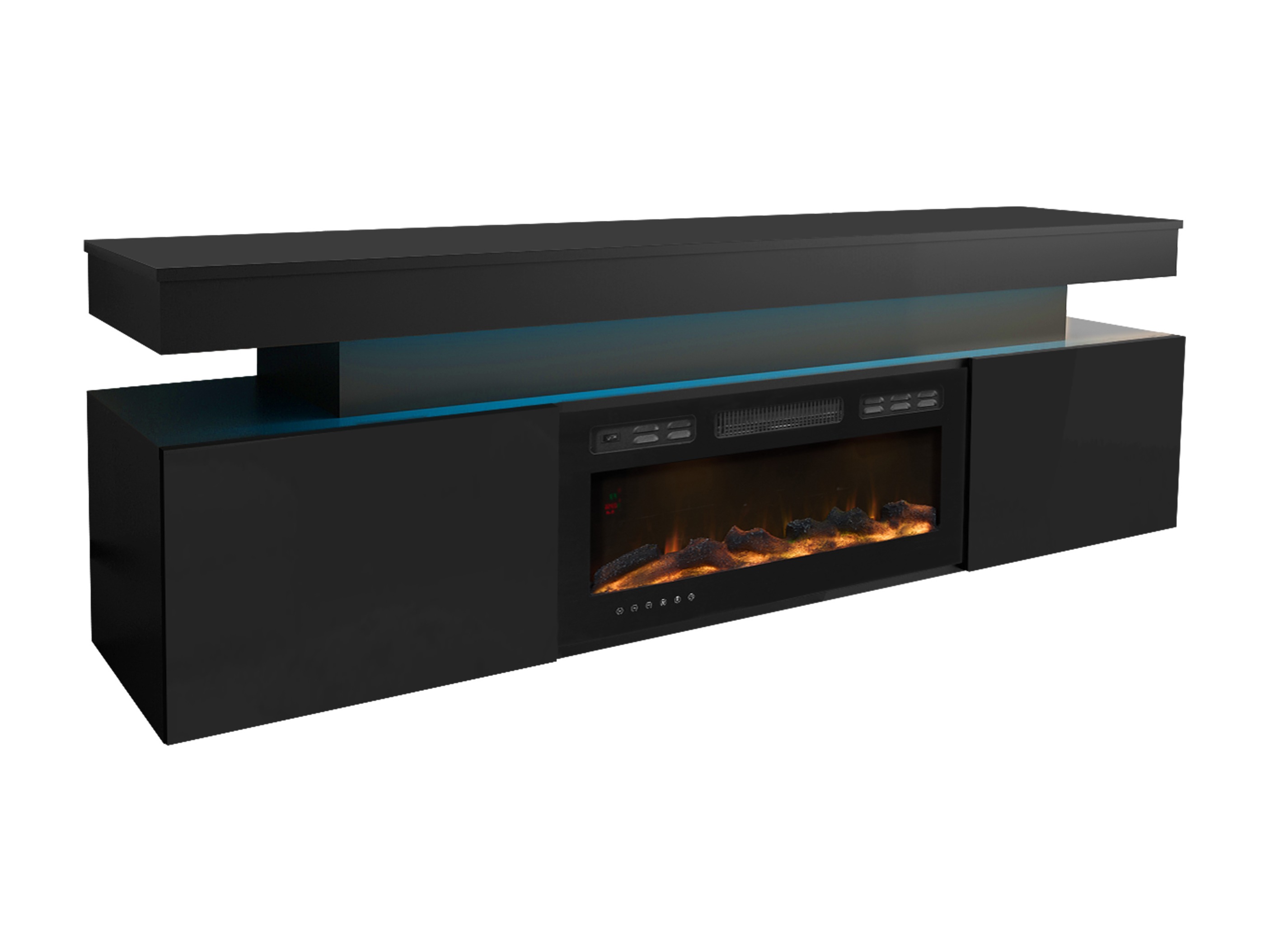 TV stand Monfero I (Black + Glossy black)