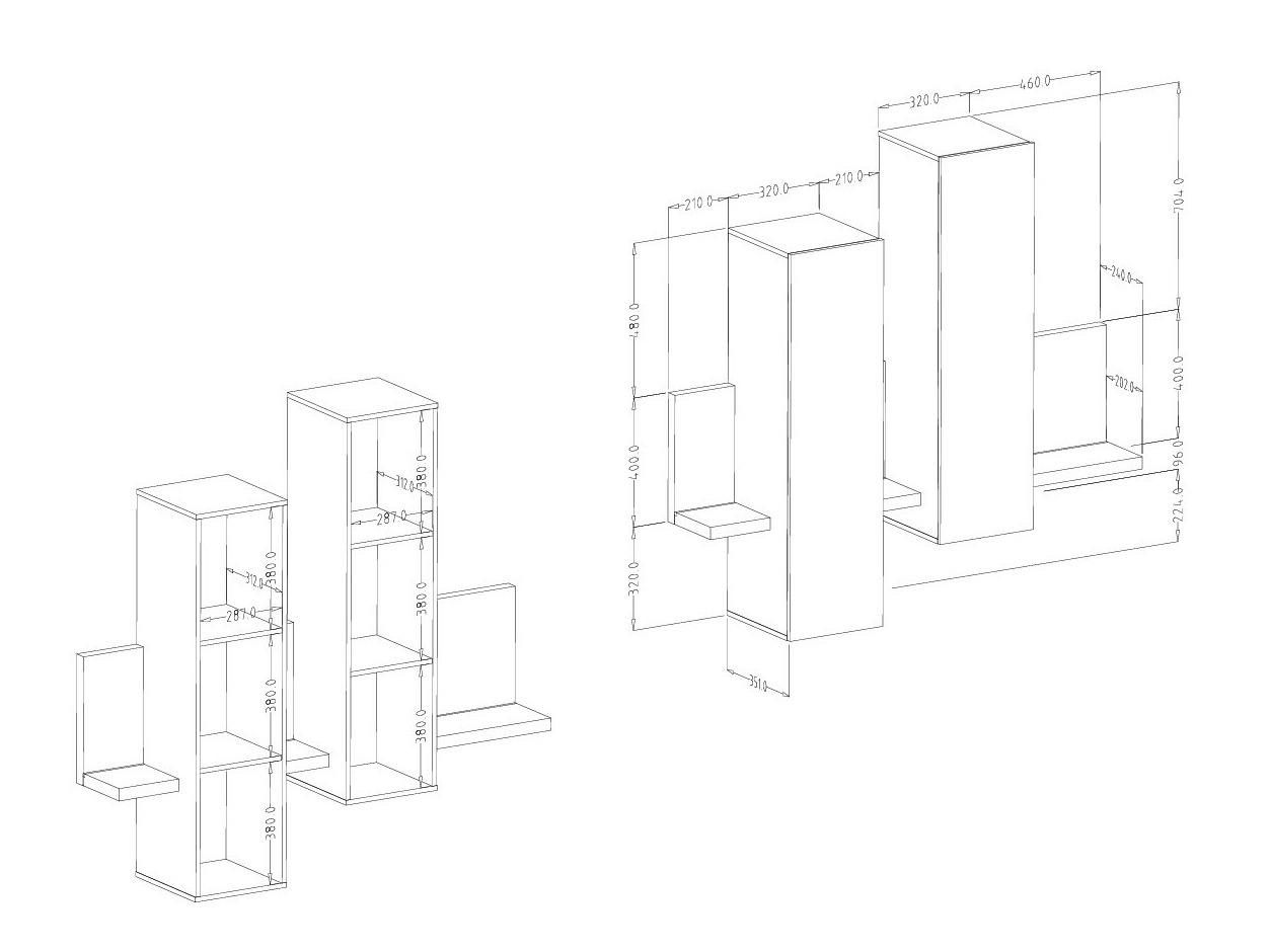 Wall cabinet Lutiva 101 (Anthracite + Ribbec oak)
