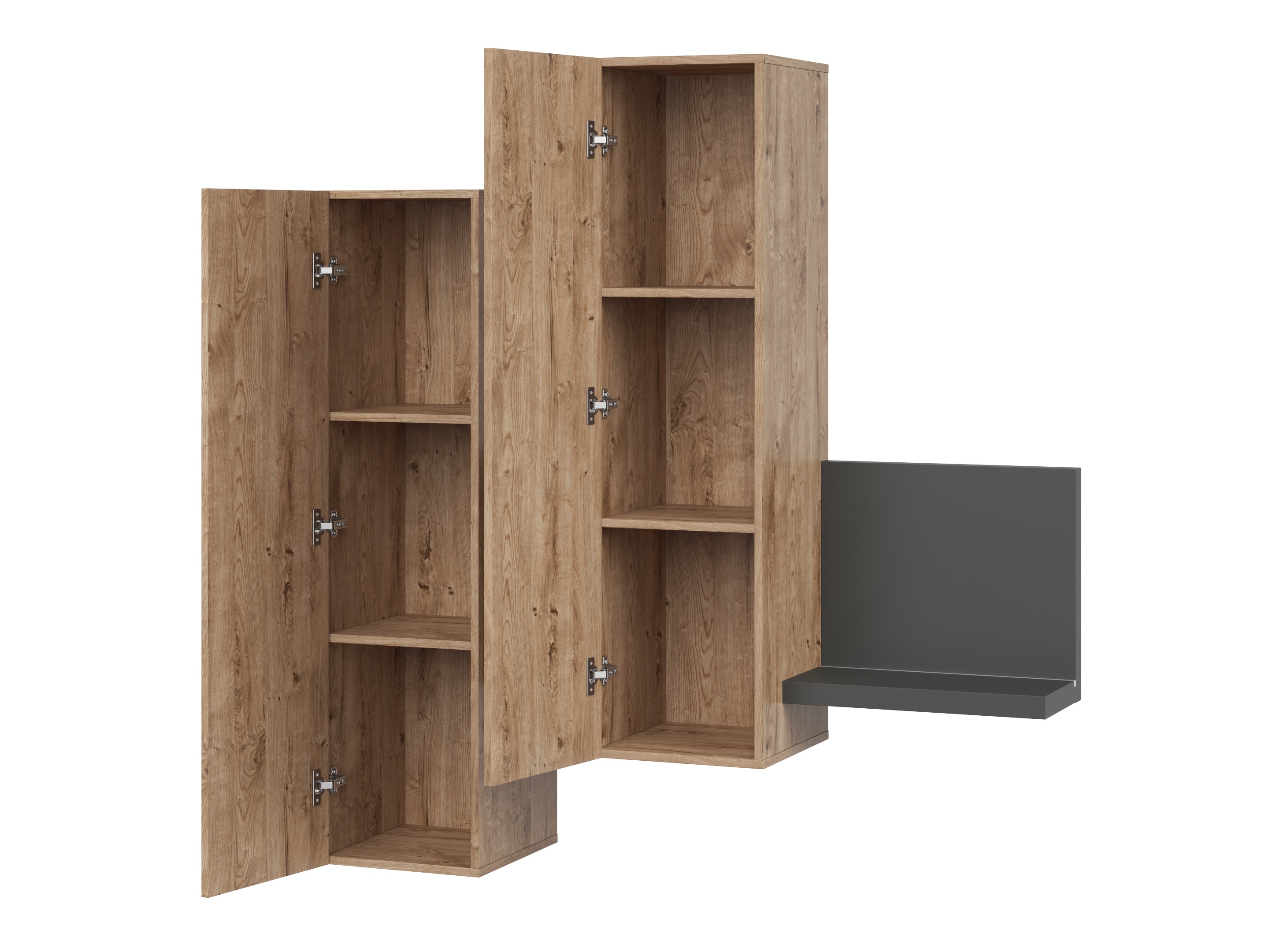 Wall cabinet Lutiva 101 (Anthracite + Ribbec oak)