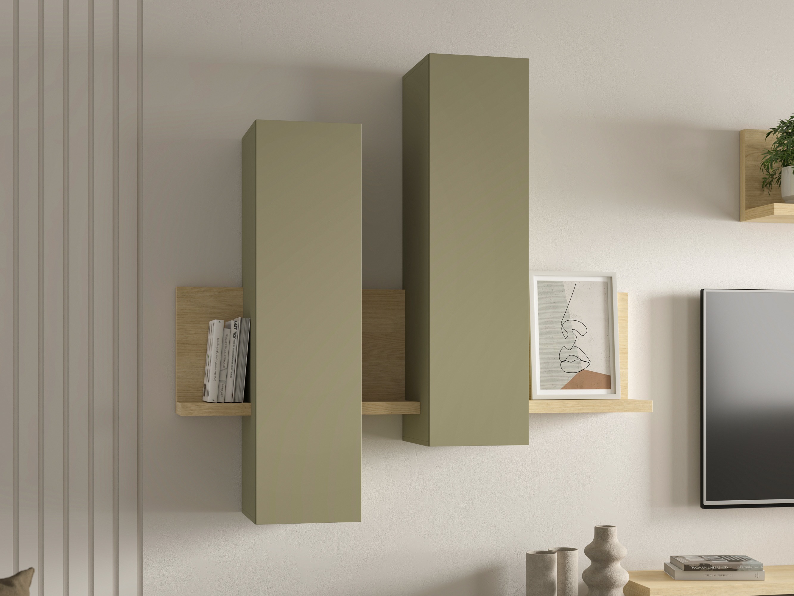 Wall cabinet Lutiva 101 (Eucalyptus + Oak)