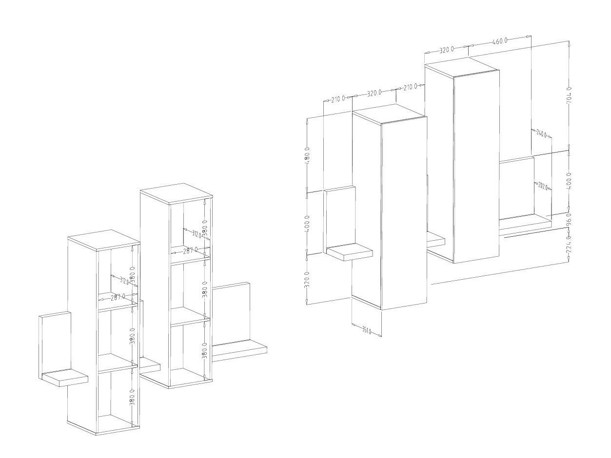 Wall cabinet Lutiva 101 (White + Concrete)