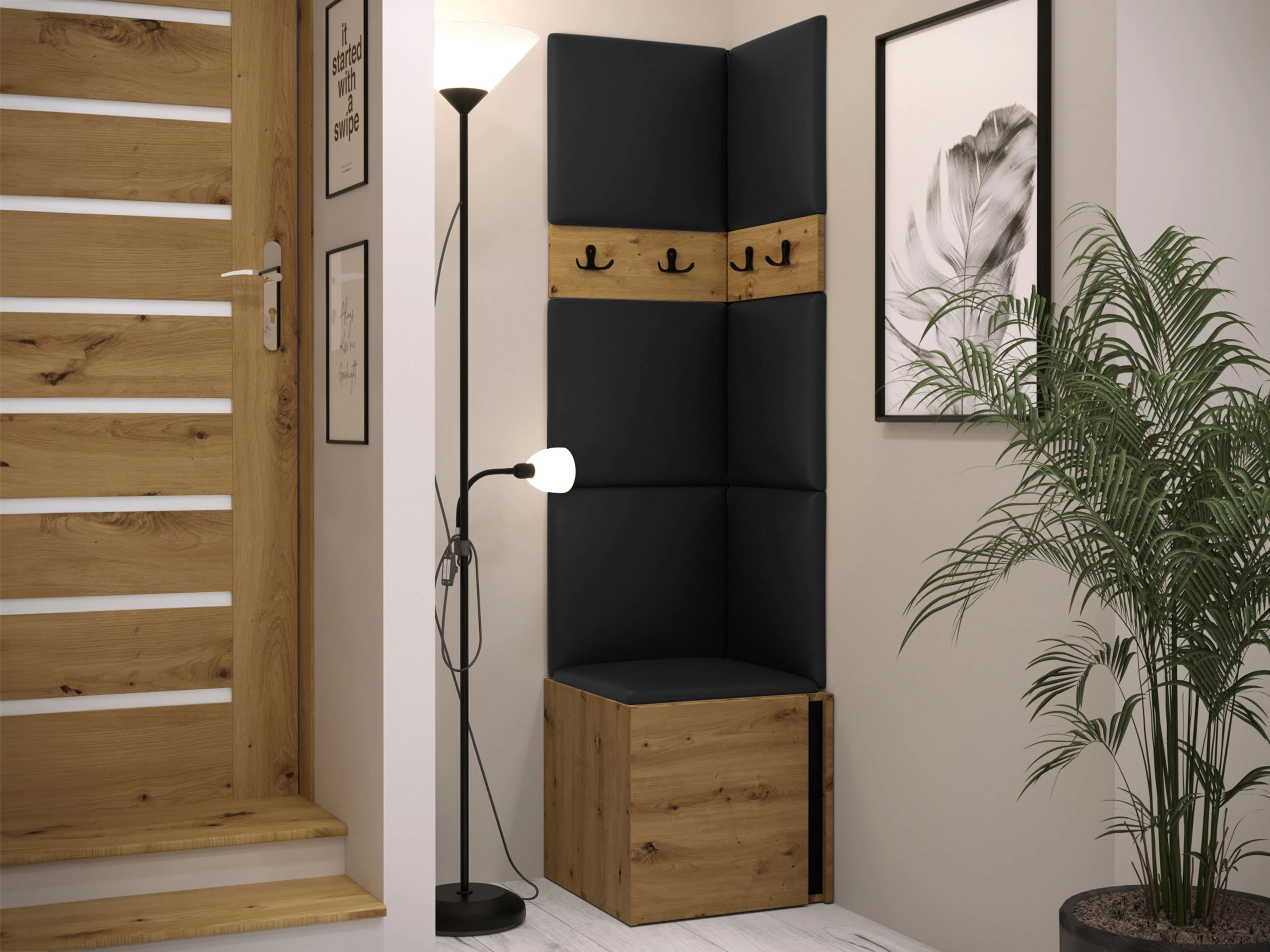 Hallway set Pinis XXI (Artisan oak + Black)