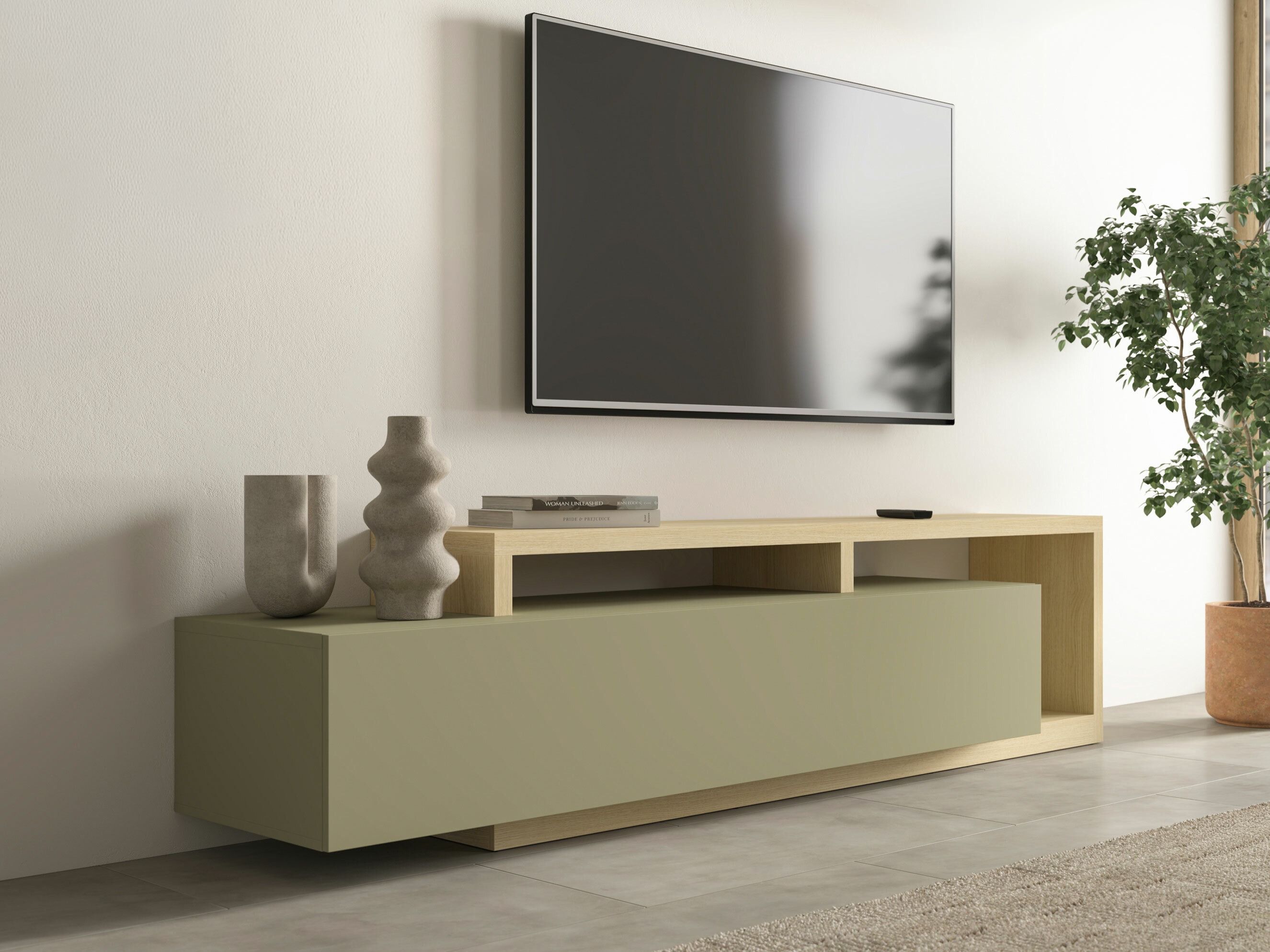TV stand Lutiva 103 (Eucalyptus + Oak)