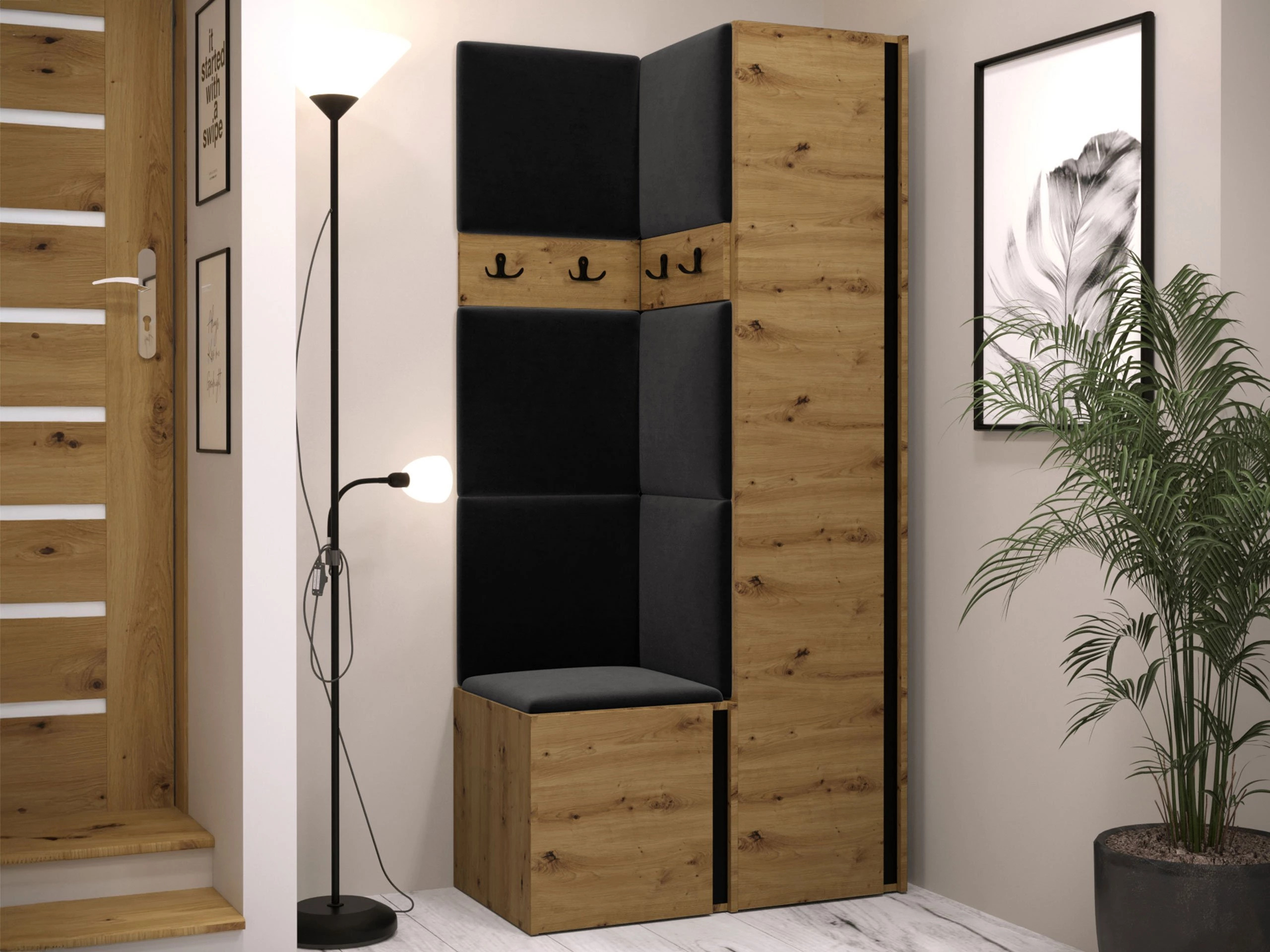 Hallway set Pinis XXIV (Artisan oak + Black)