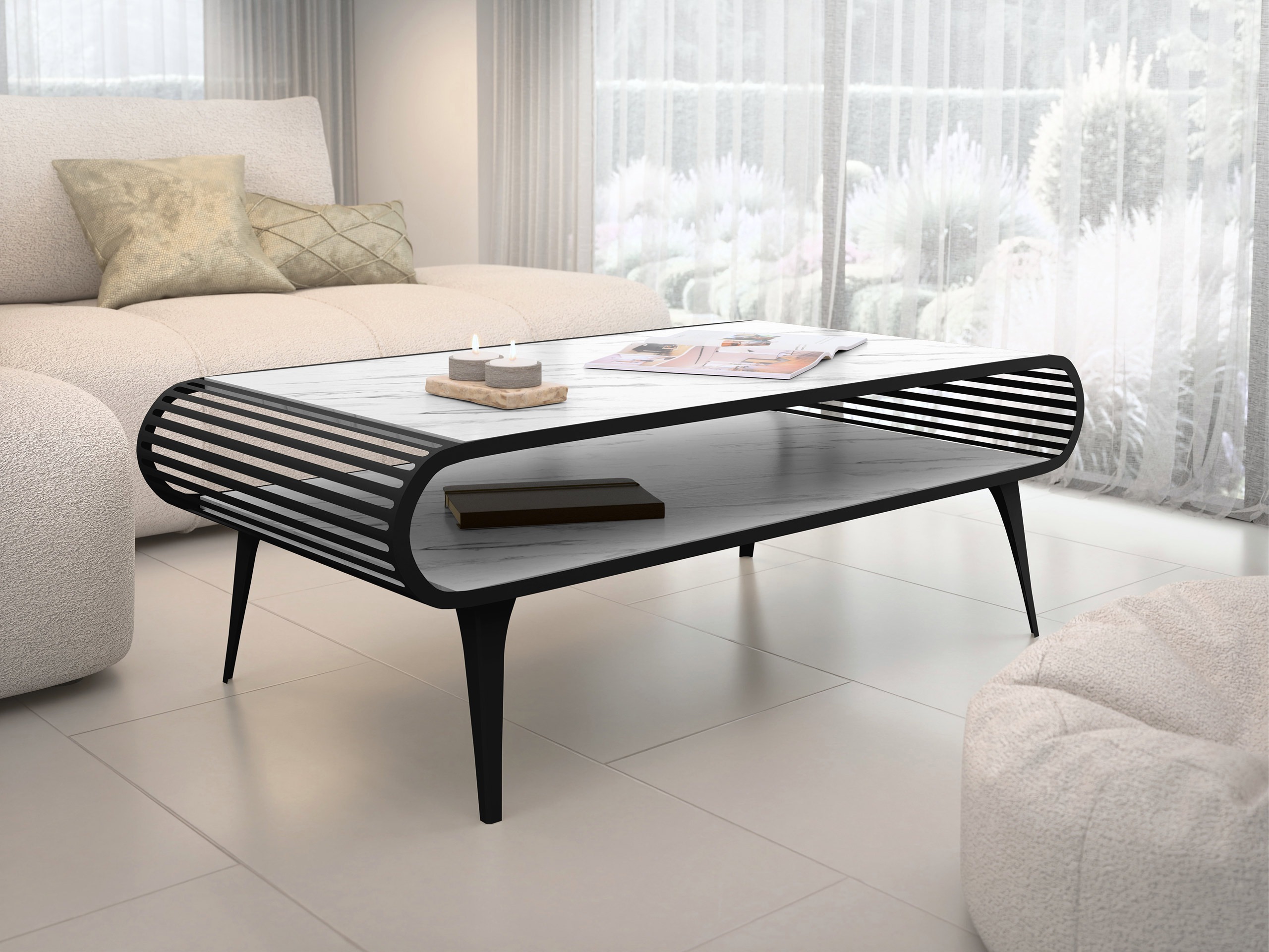 Coffee table Oswego 161 (White marble)