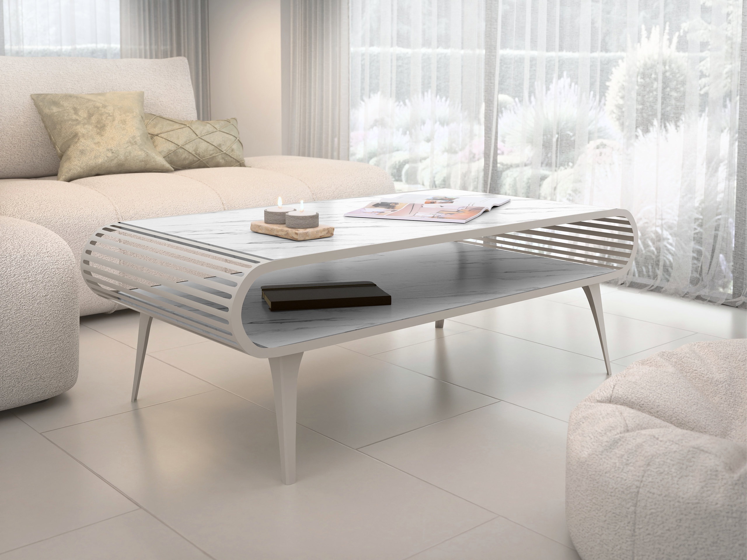 Coffee table Oswego 162 (White marble)