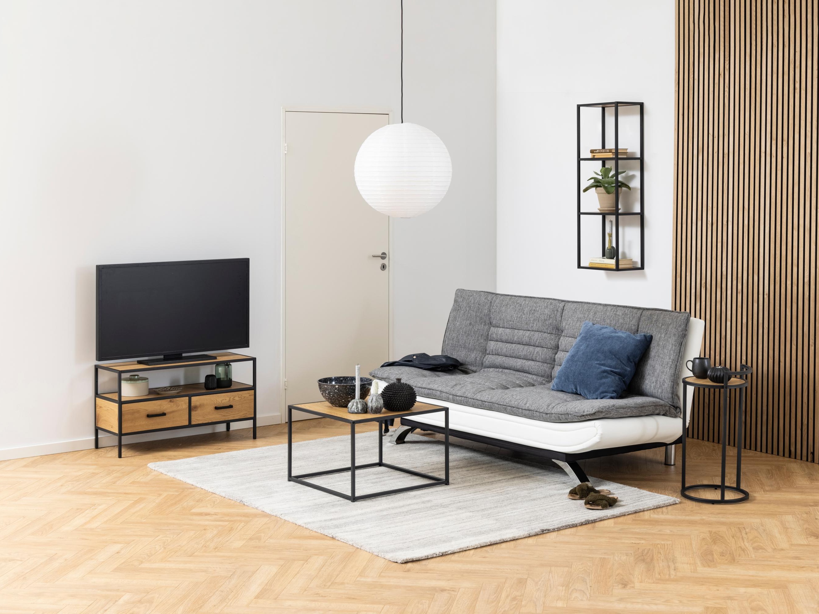 Sofa bed Norsica 228 (White + Light grey)