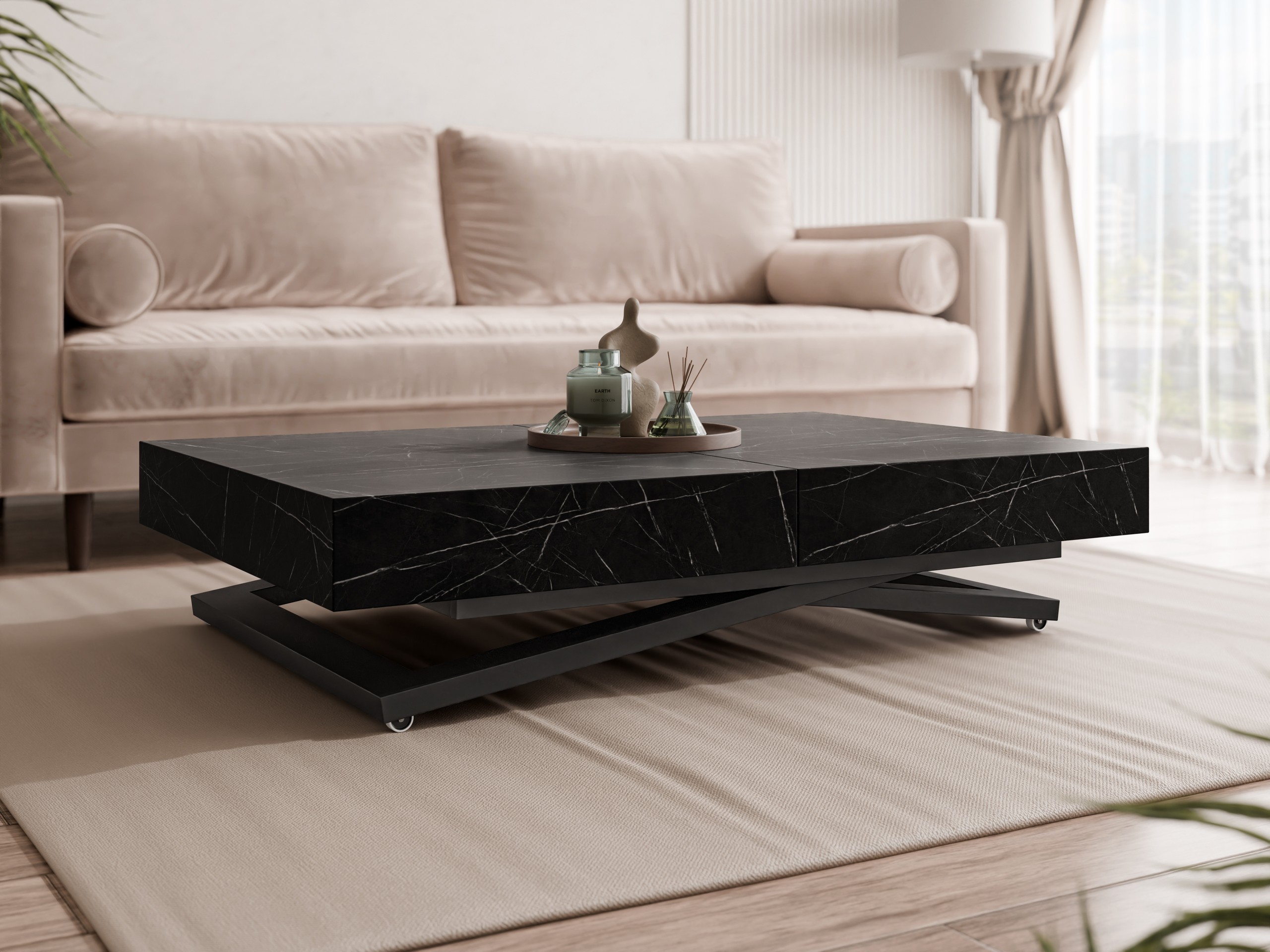 Coffee table transformer Oswego 171 (Black marble)