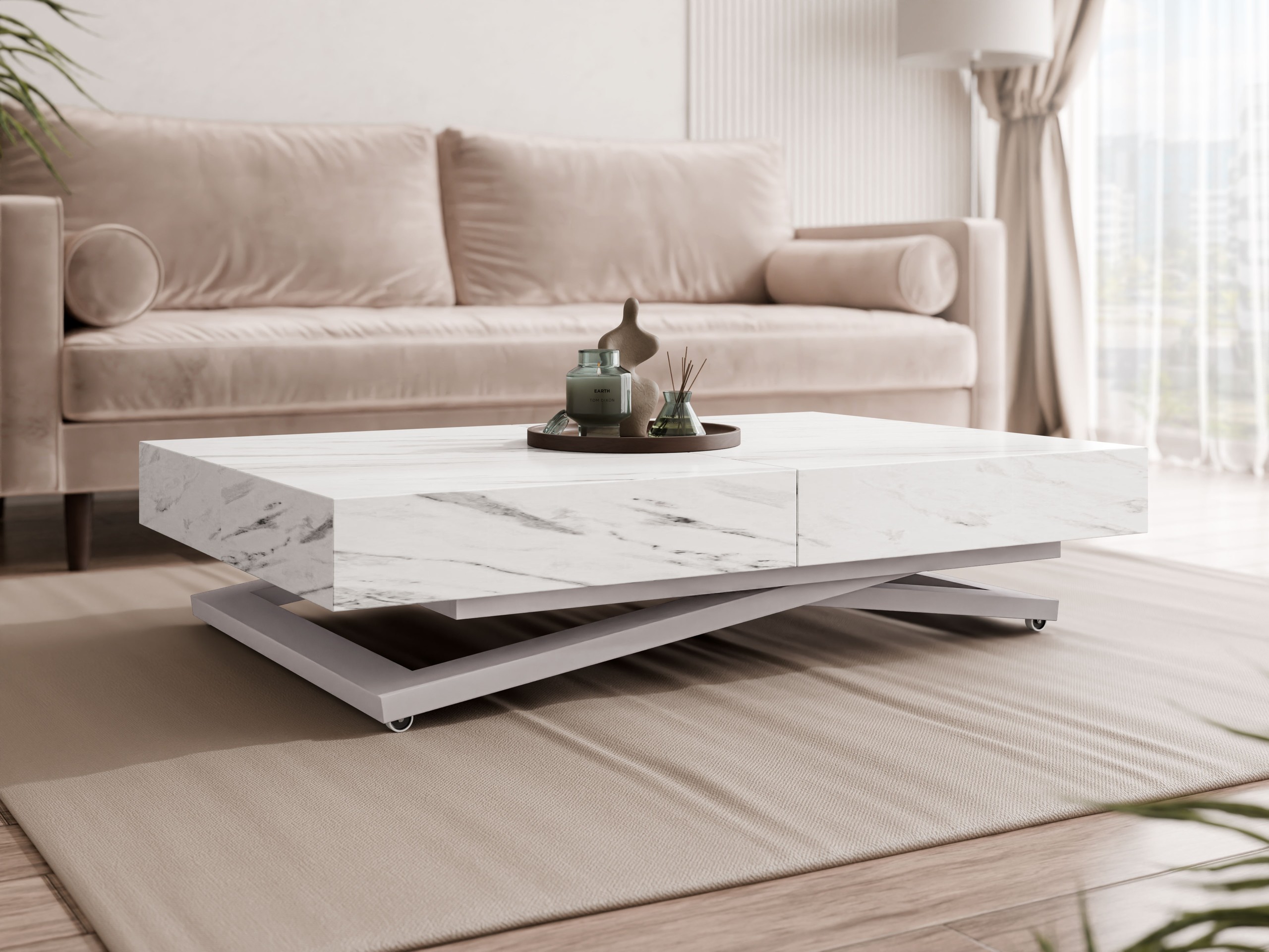 Coffee table transformer Oswego 172 (White marble)