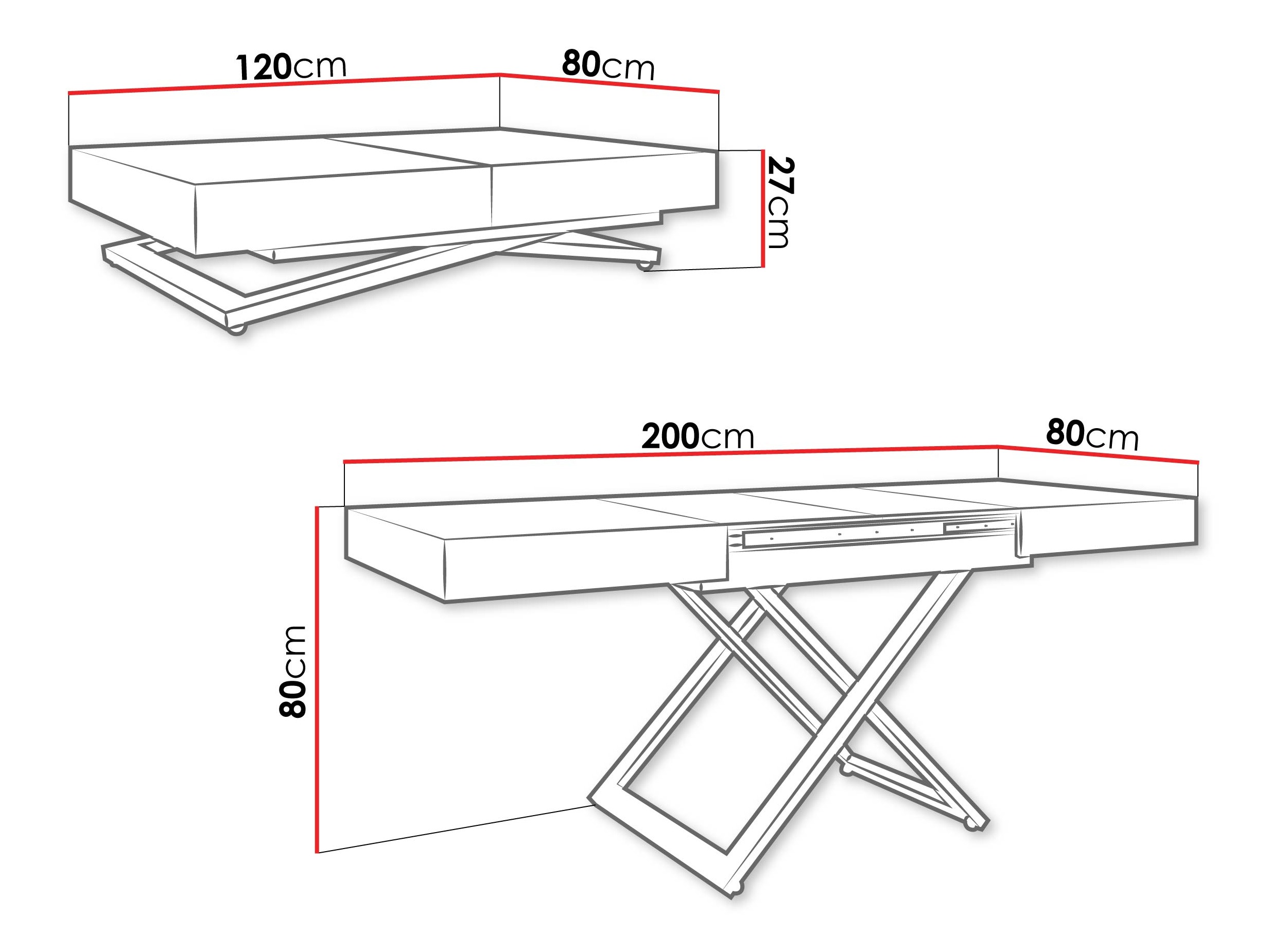 Coffee table transformer Oswego 173 (Black marble)