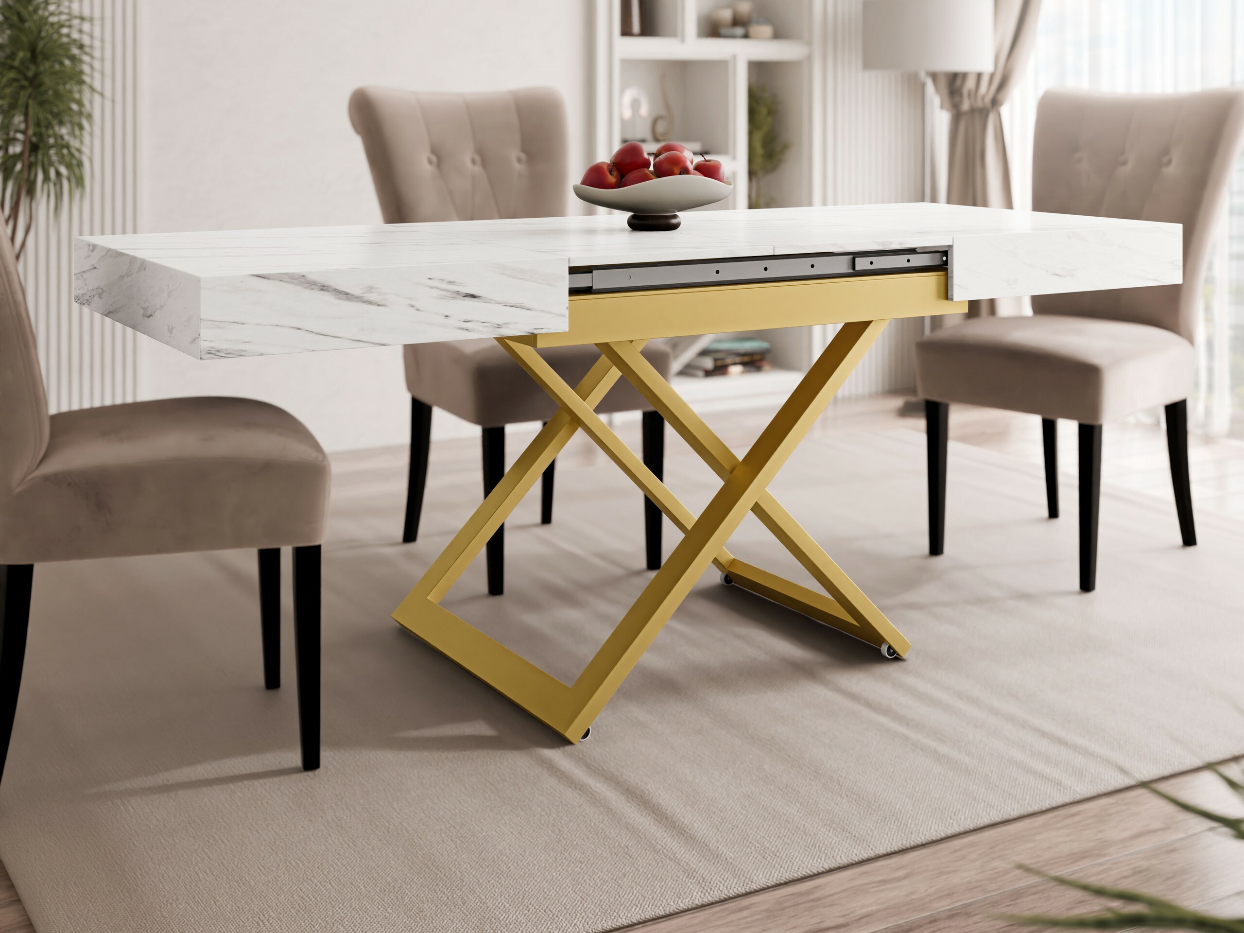Coffee table transformer Oswego 173 (White marble)