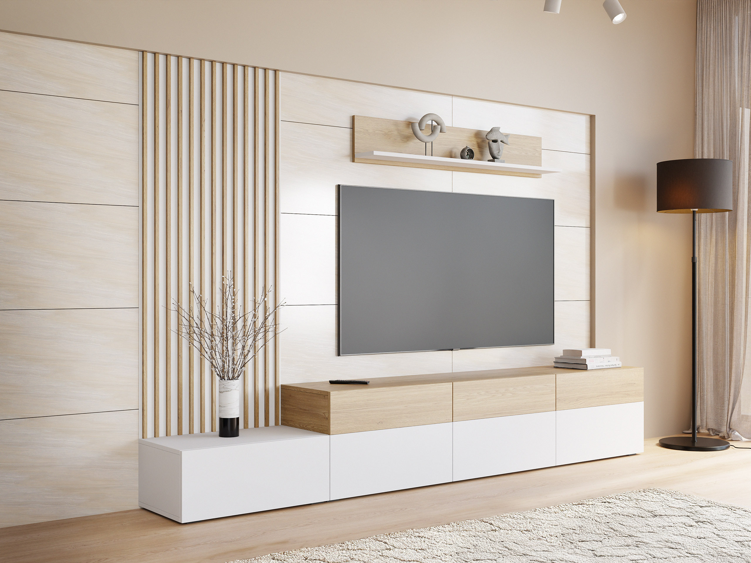 Living room set Comfivo Munium II (White + Oak)