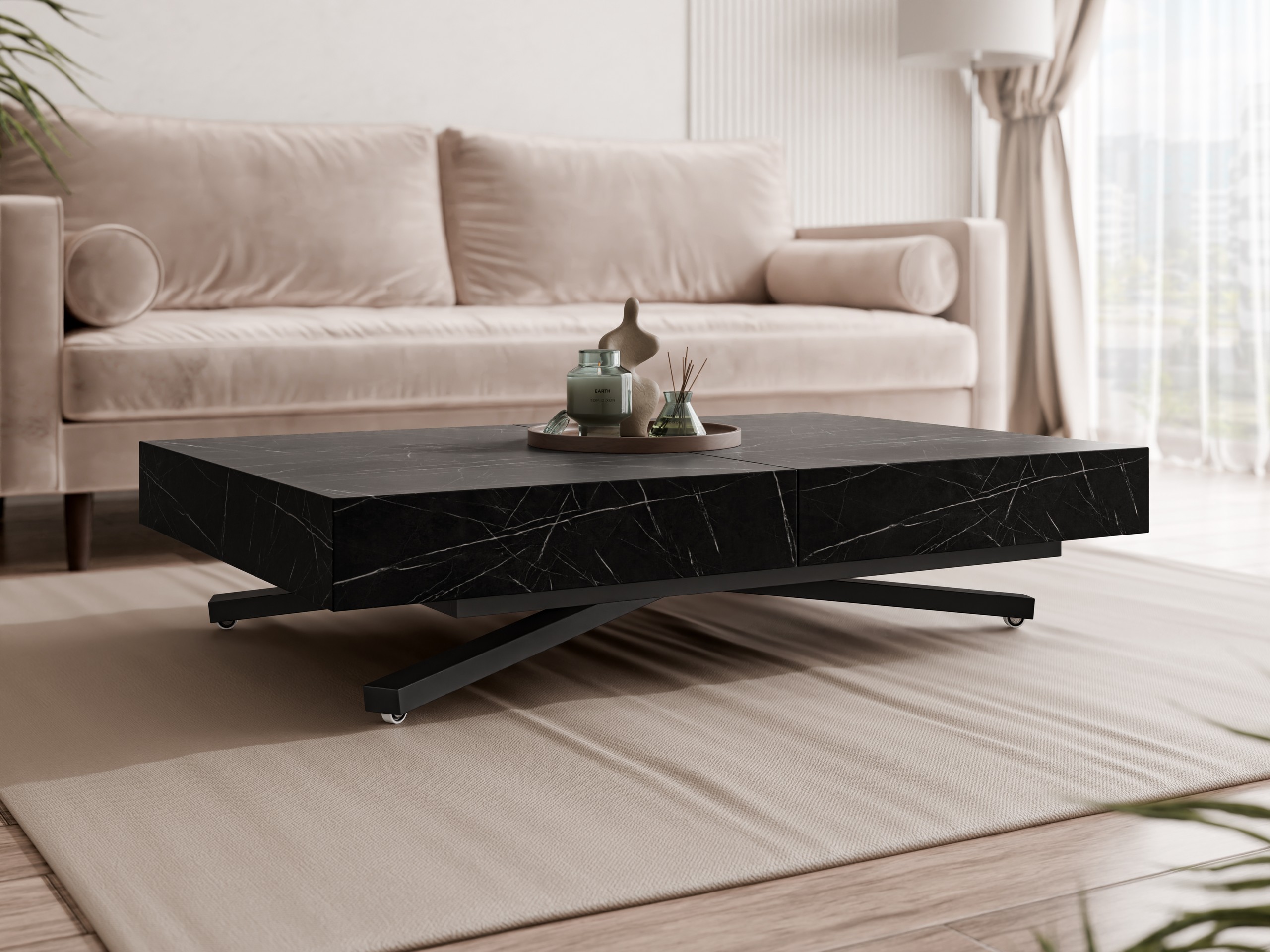 Coffee table transformer Oswego 176 (Black marble)