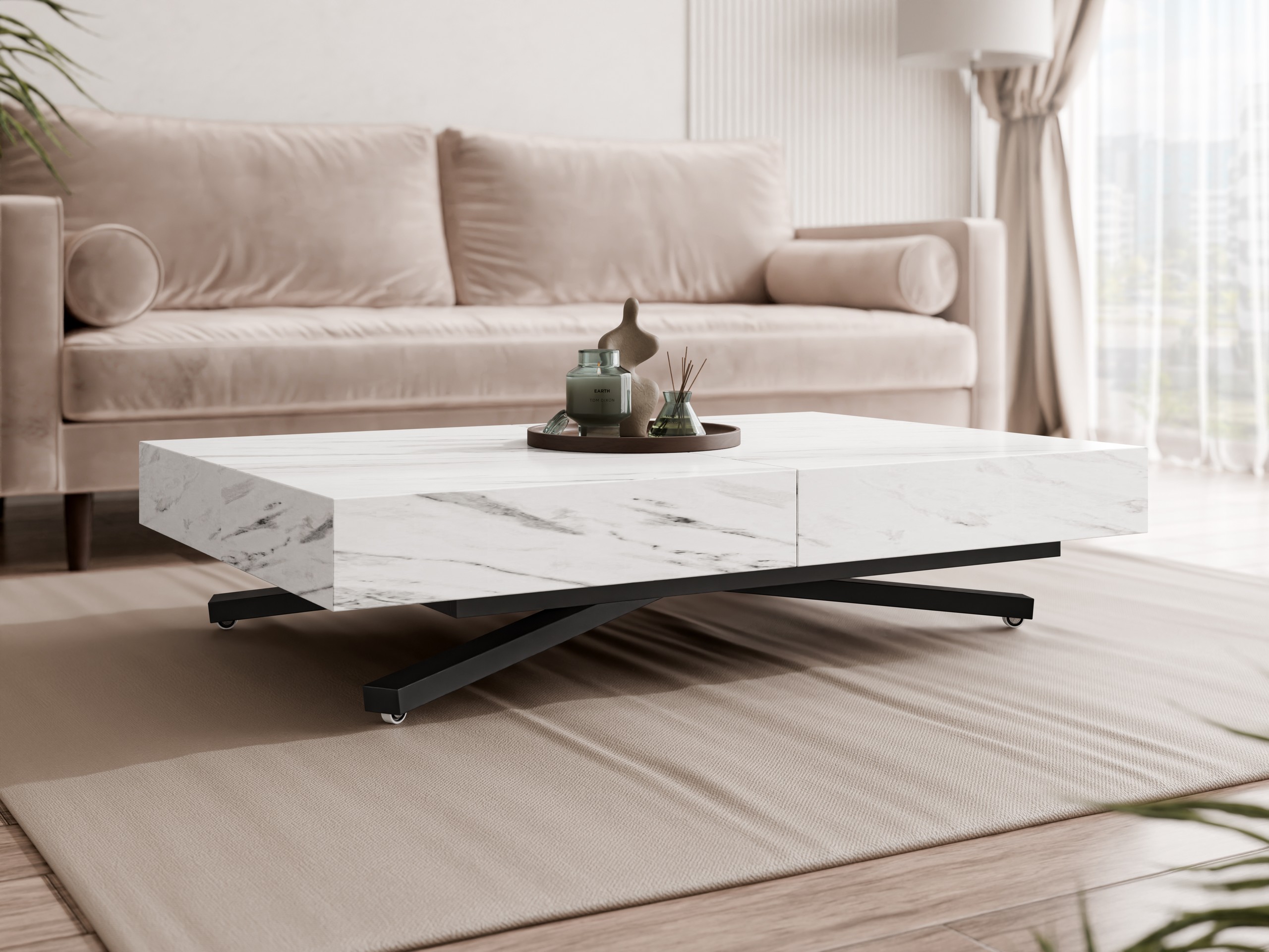 Coffee table transformer Oswego 176 (White marble)