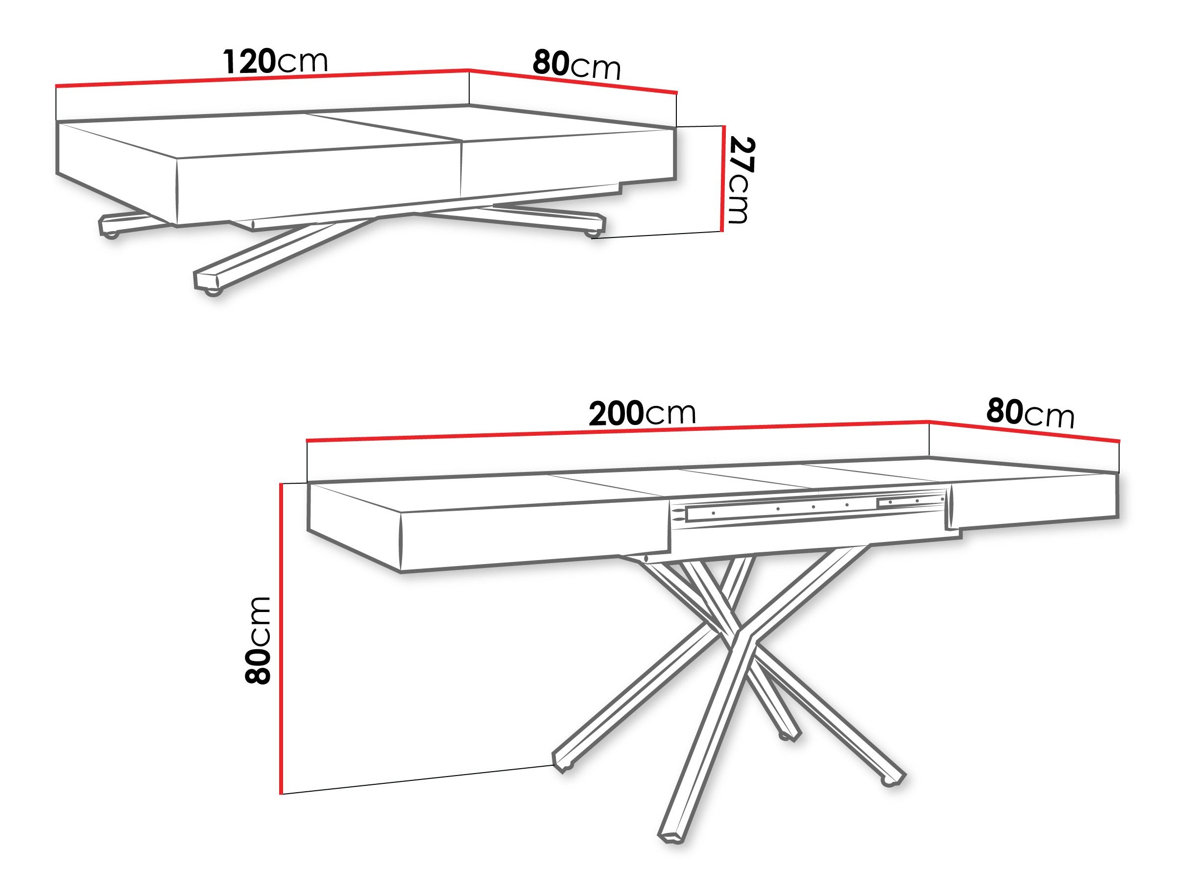 Coffee table transformer Oswego 176 (White marble)