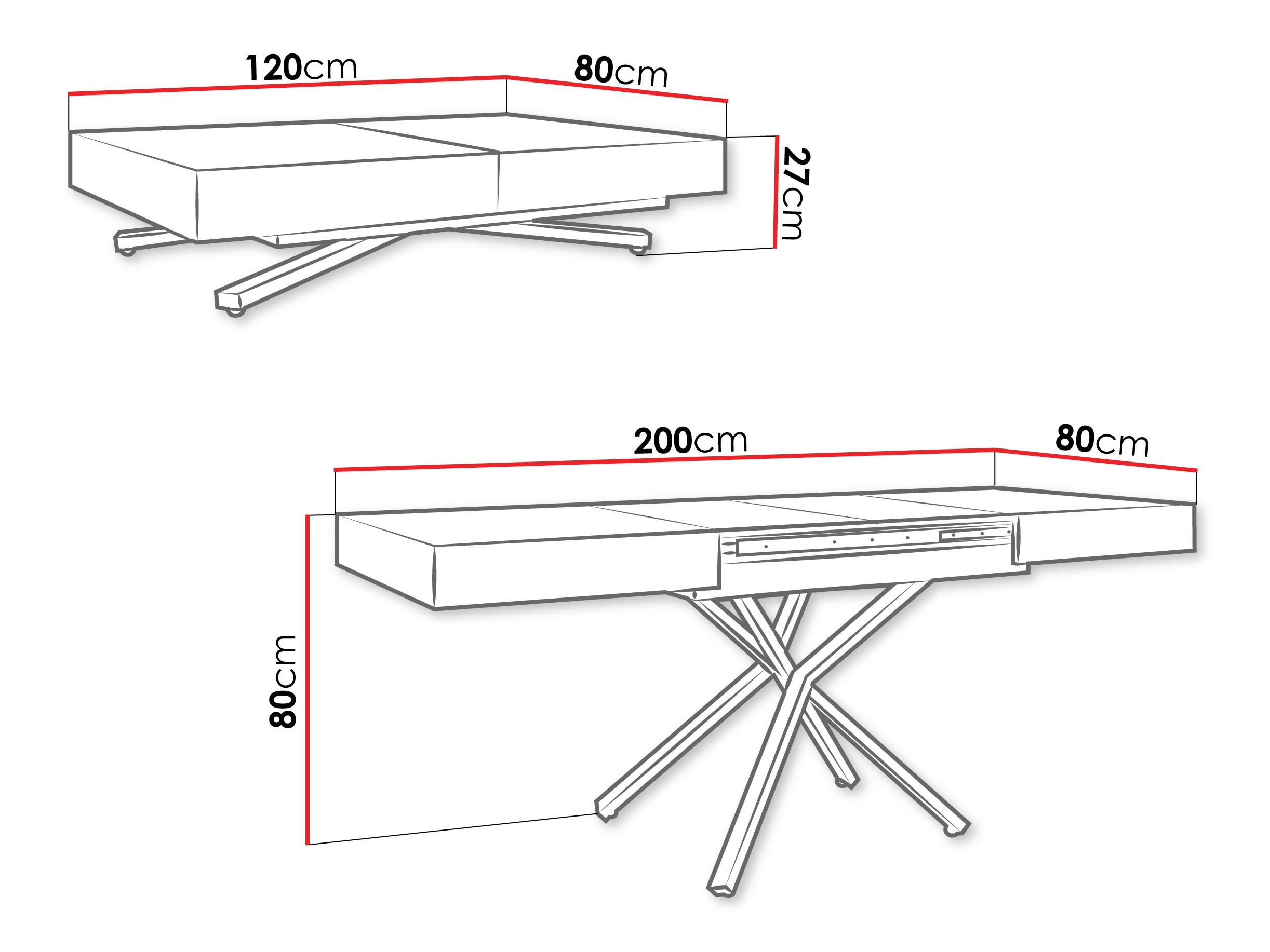 Coffee table transformer Oswego 177 (White marble)