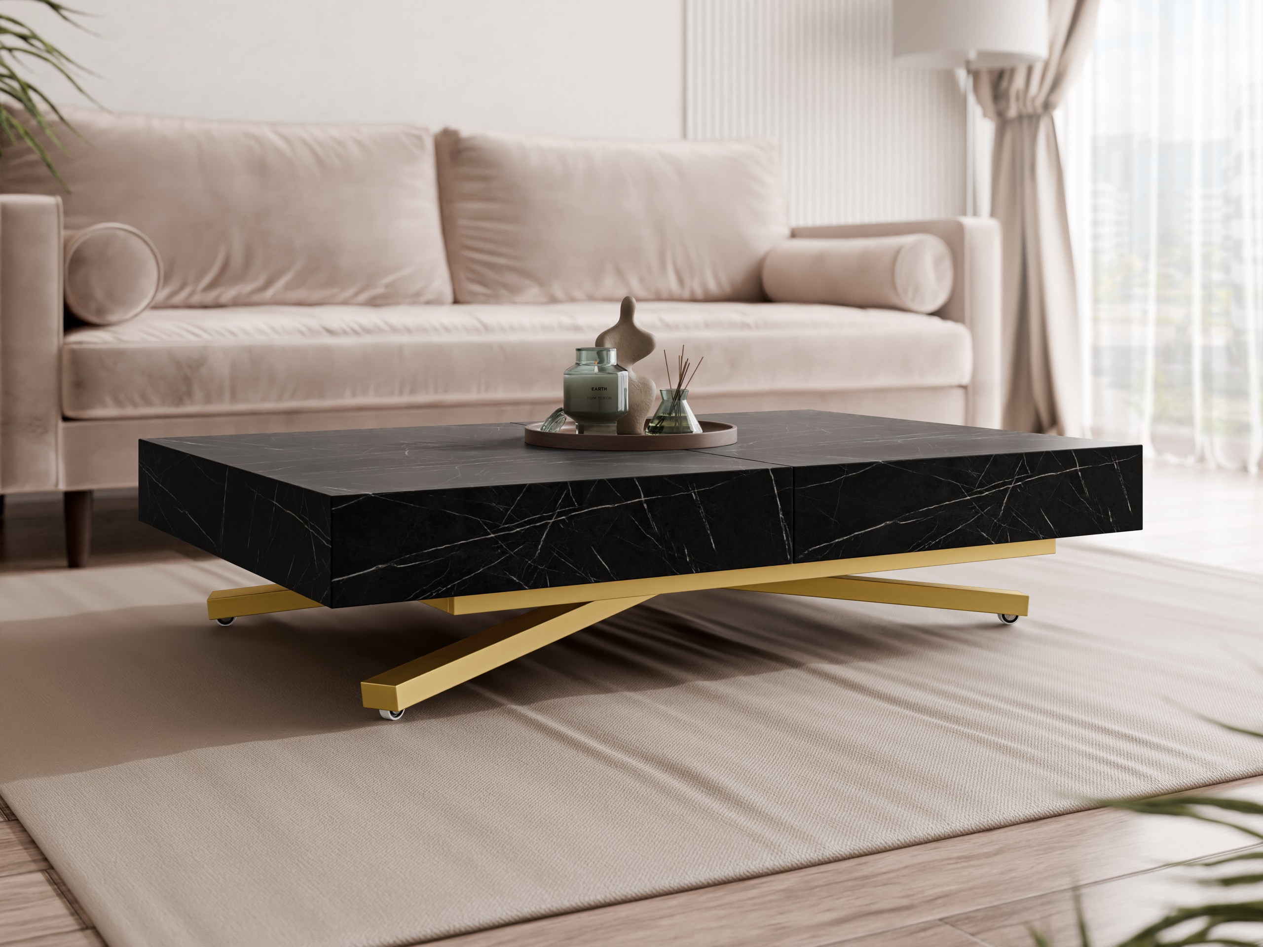 Coffee table transformer Oswego 178 (Black marble)