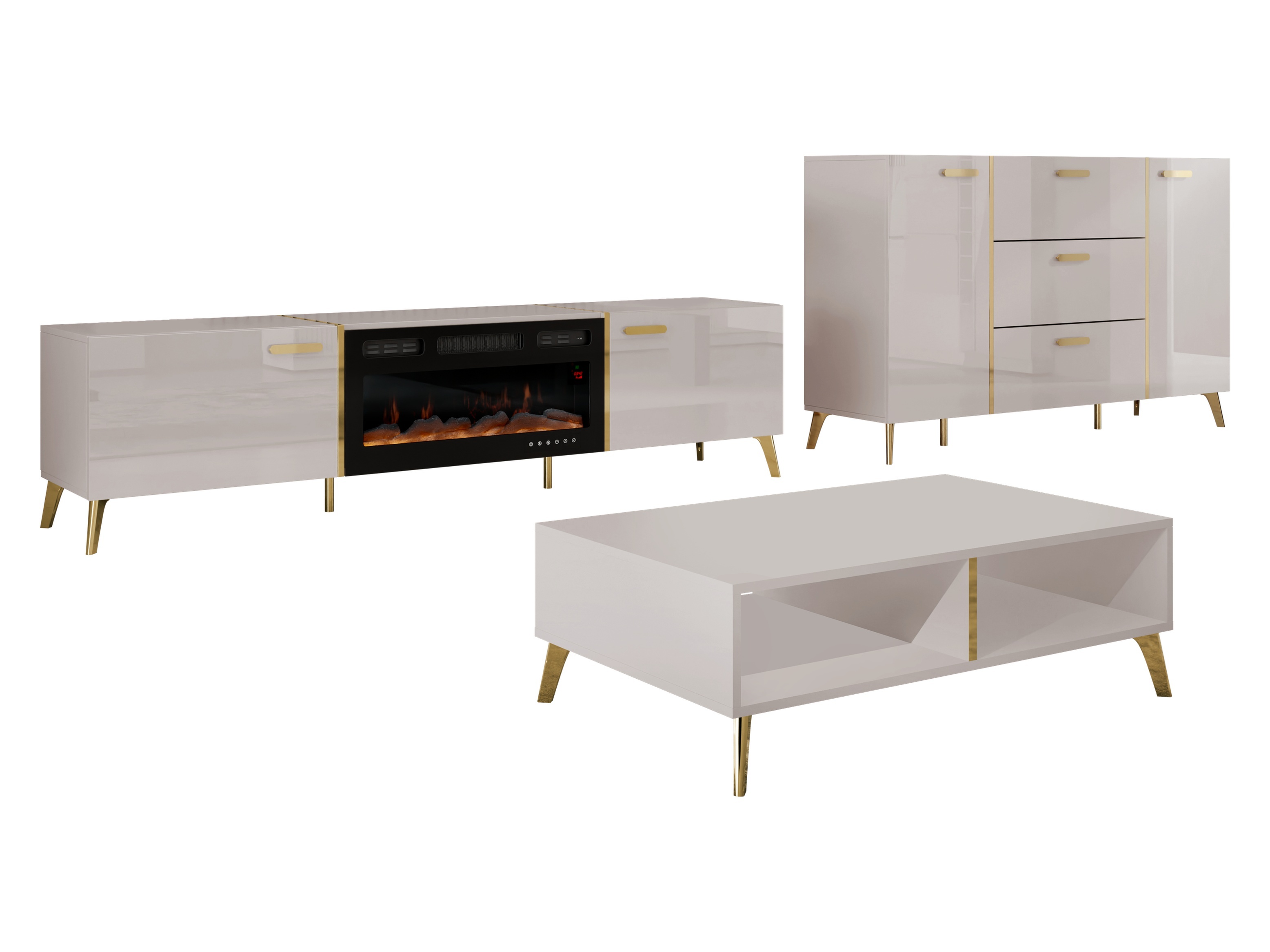 Living room set Comfivo Capella (Cashmere + Glossy cashmere)